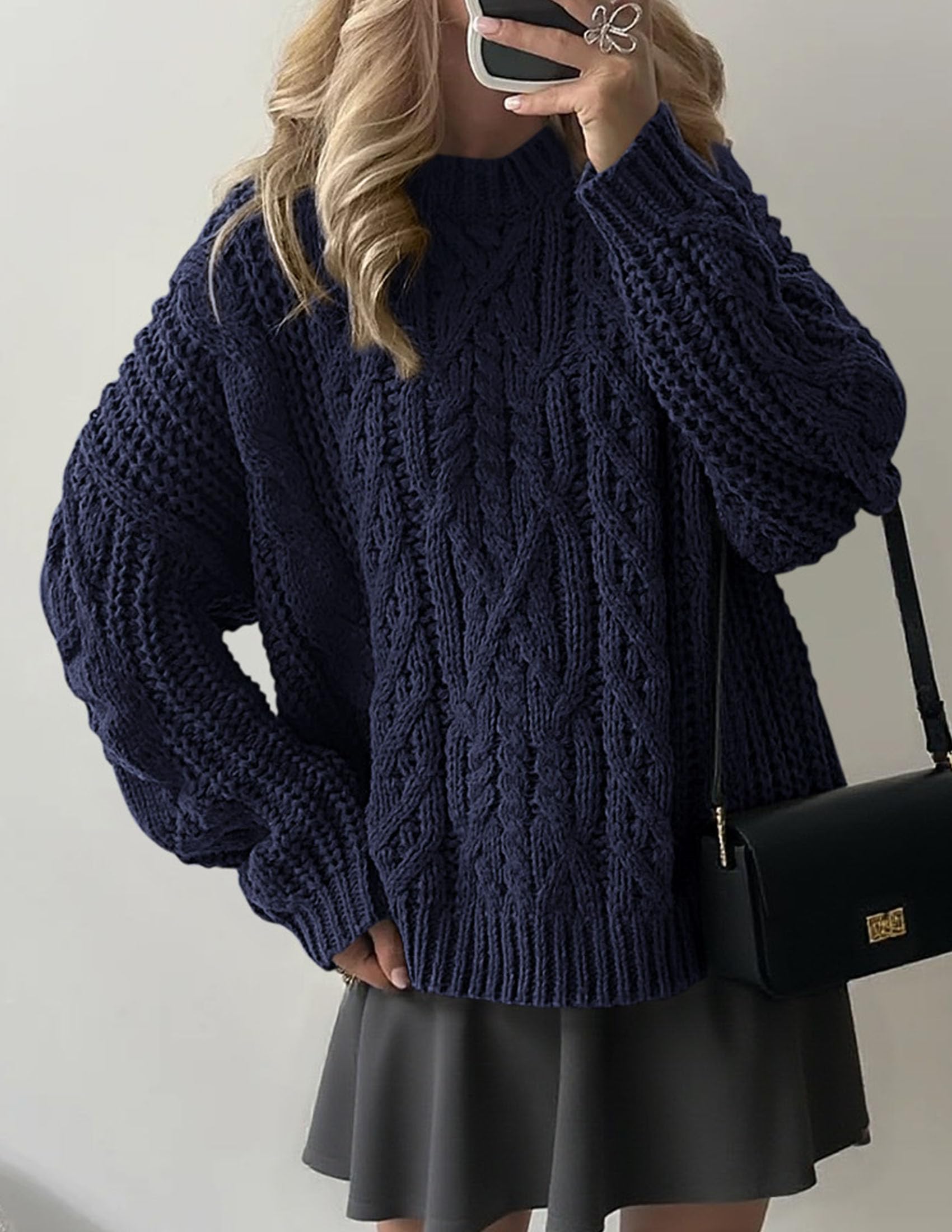 Womens Oversized Fall Sweaters Chunky Cable Knit Pullover Tops