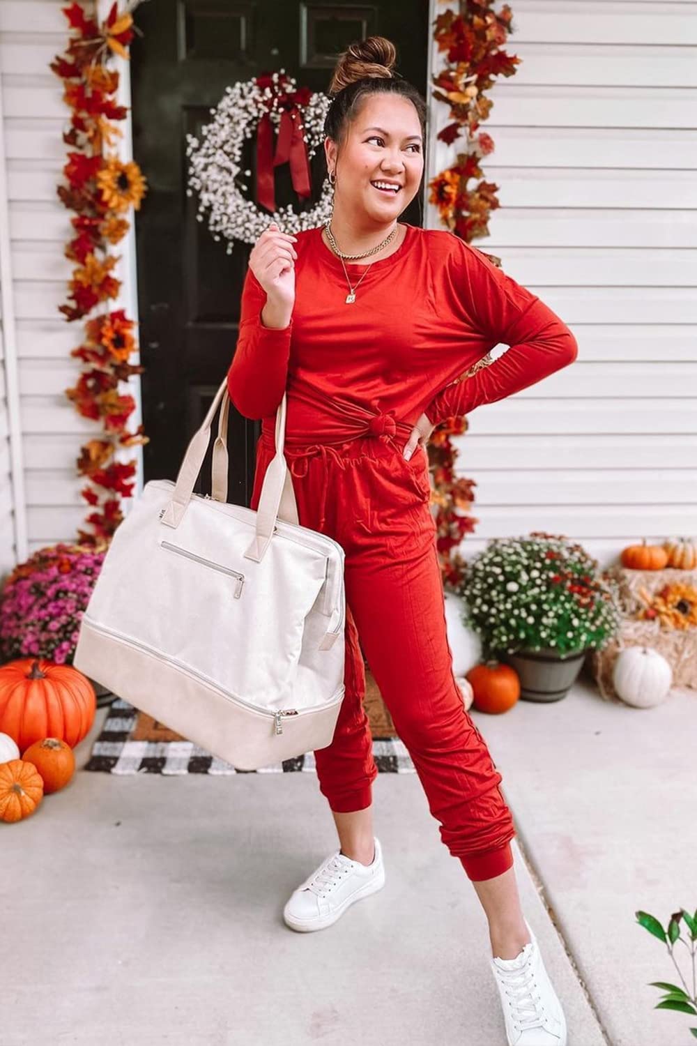Travel Outfit Women 2 Piece Lounge Sets, Red,S