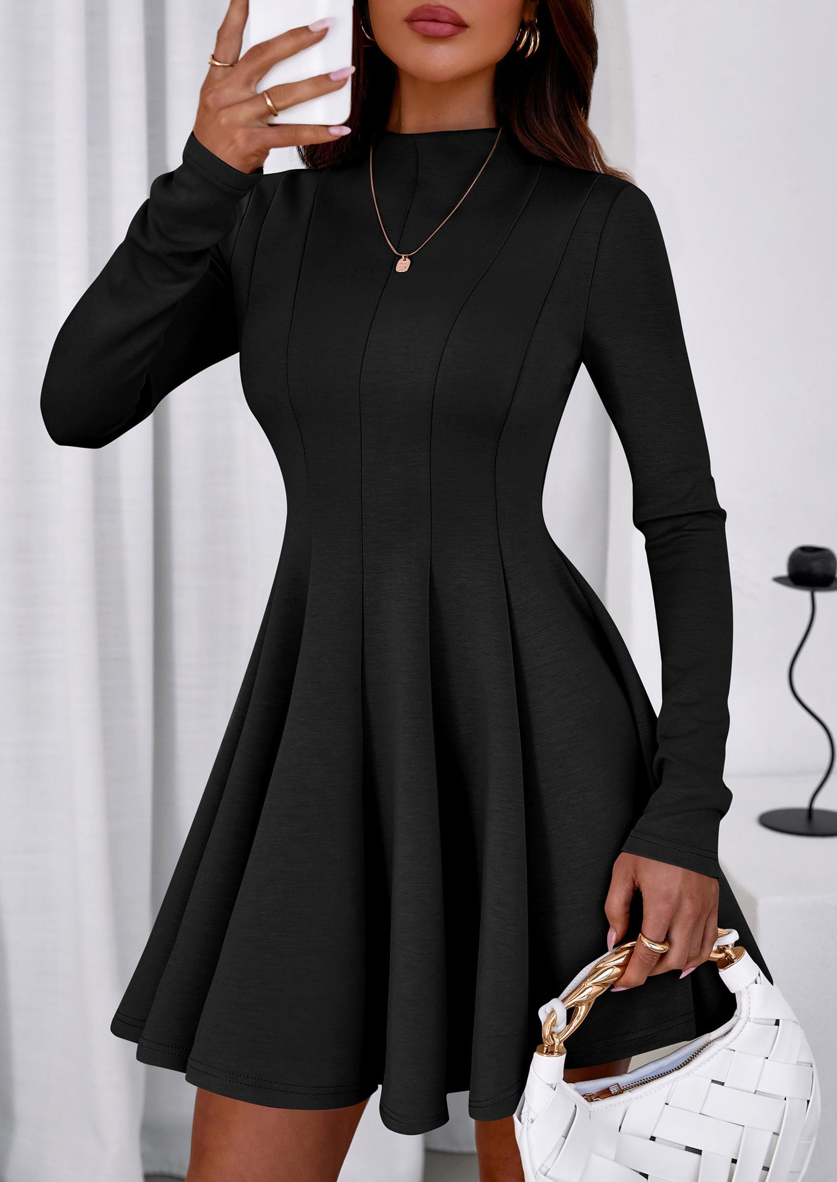Fall Dresses for Women Long Sleeve Flowy Mini Homecoming Dress