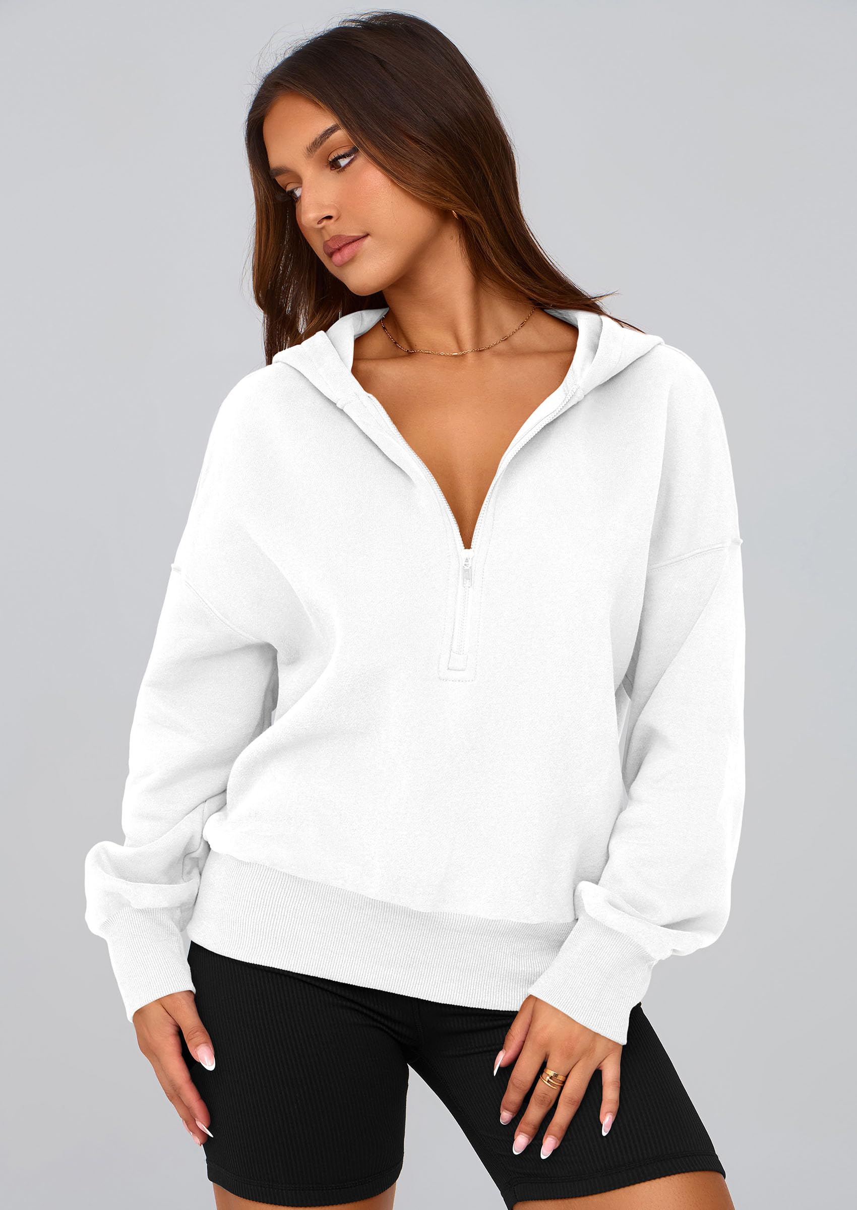 Women's Fall Half Zip Cropped Hoodie Sweatshirt