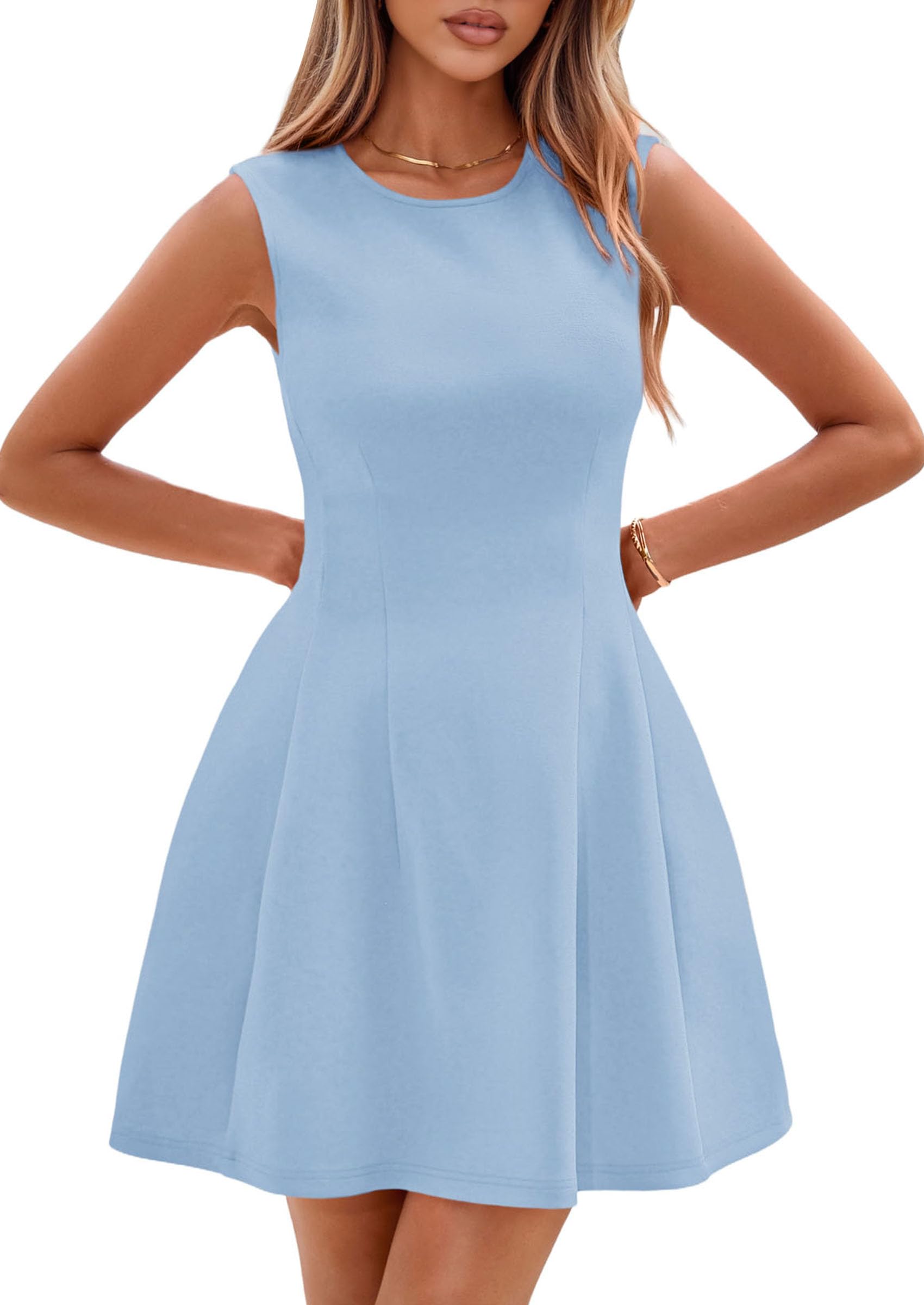 Women's A Line Elegant Summer Cocktail Dresses, Light Blue,XS