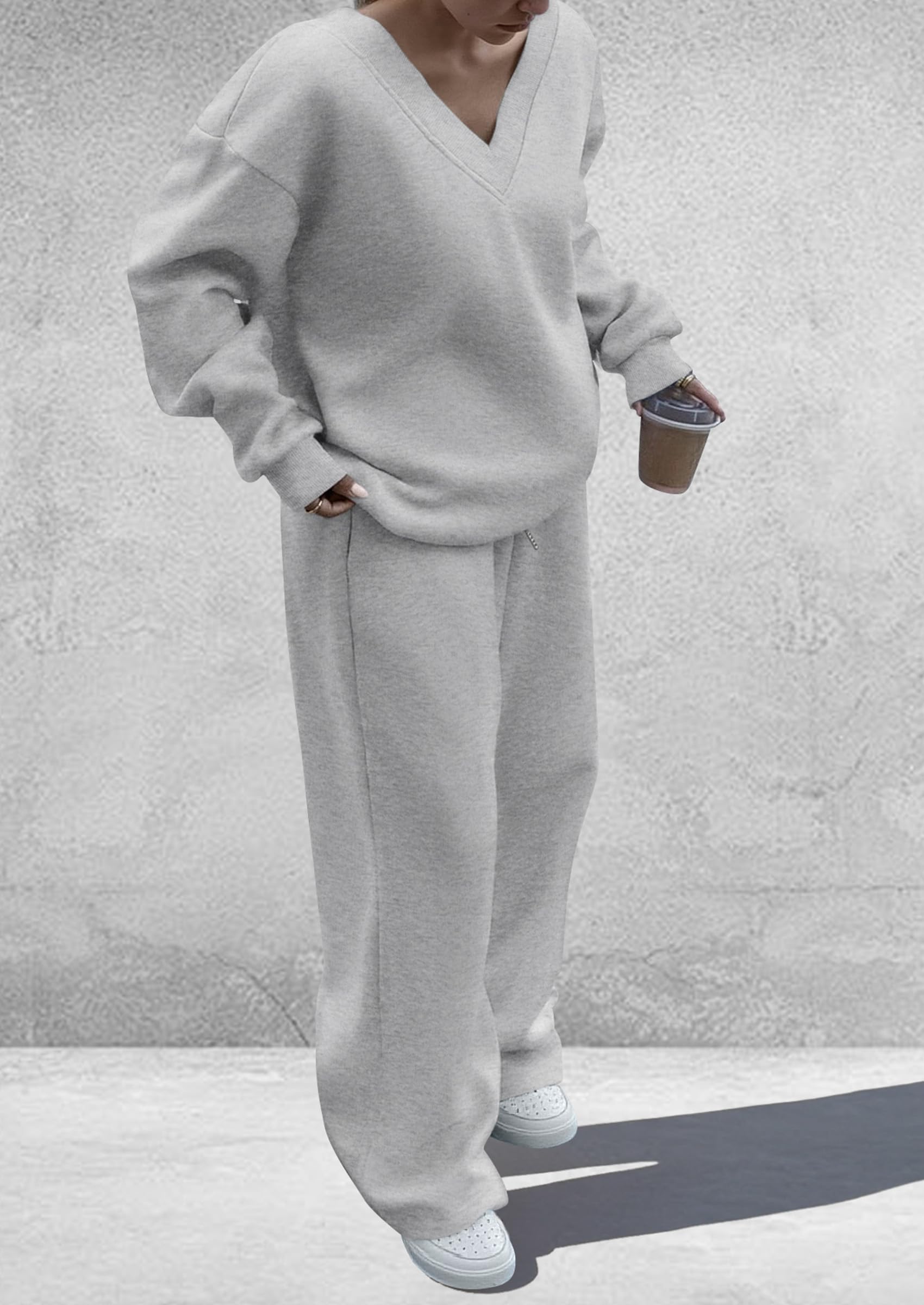Womens 2 Piece Outfits Fall Sweatsuits,Grey,S