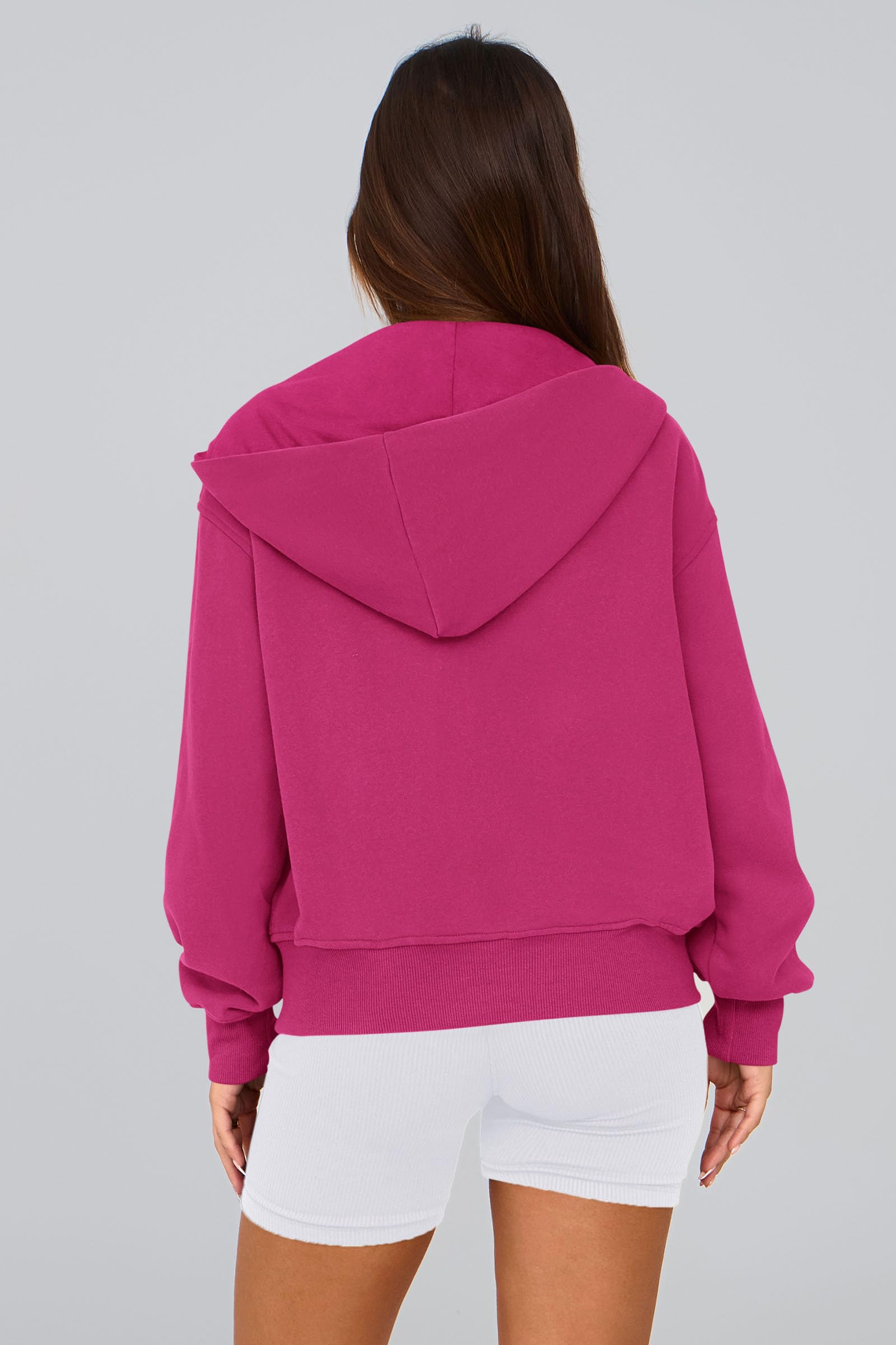 Hoodies for Women Fall Fashion Zip Up Fleece Plain Sweatshirt
