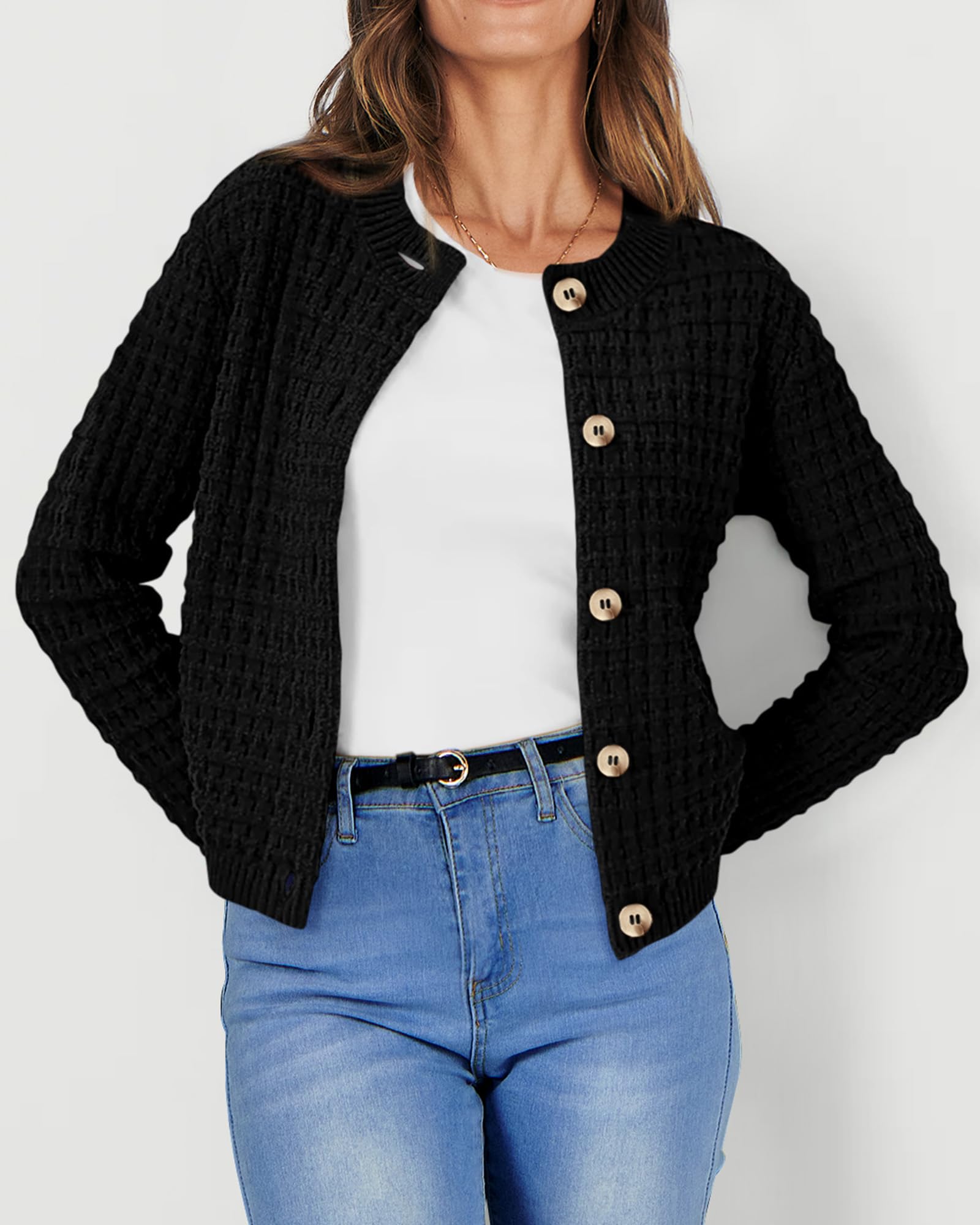 Women's Fall Lightweight Cardigan Sweaters Black