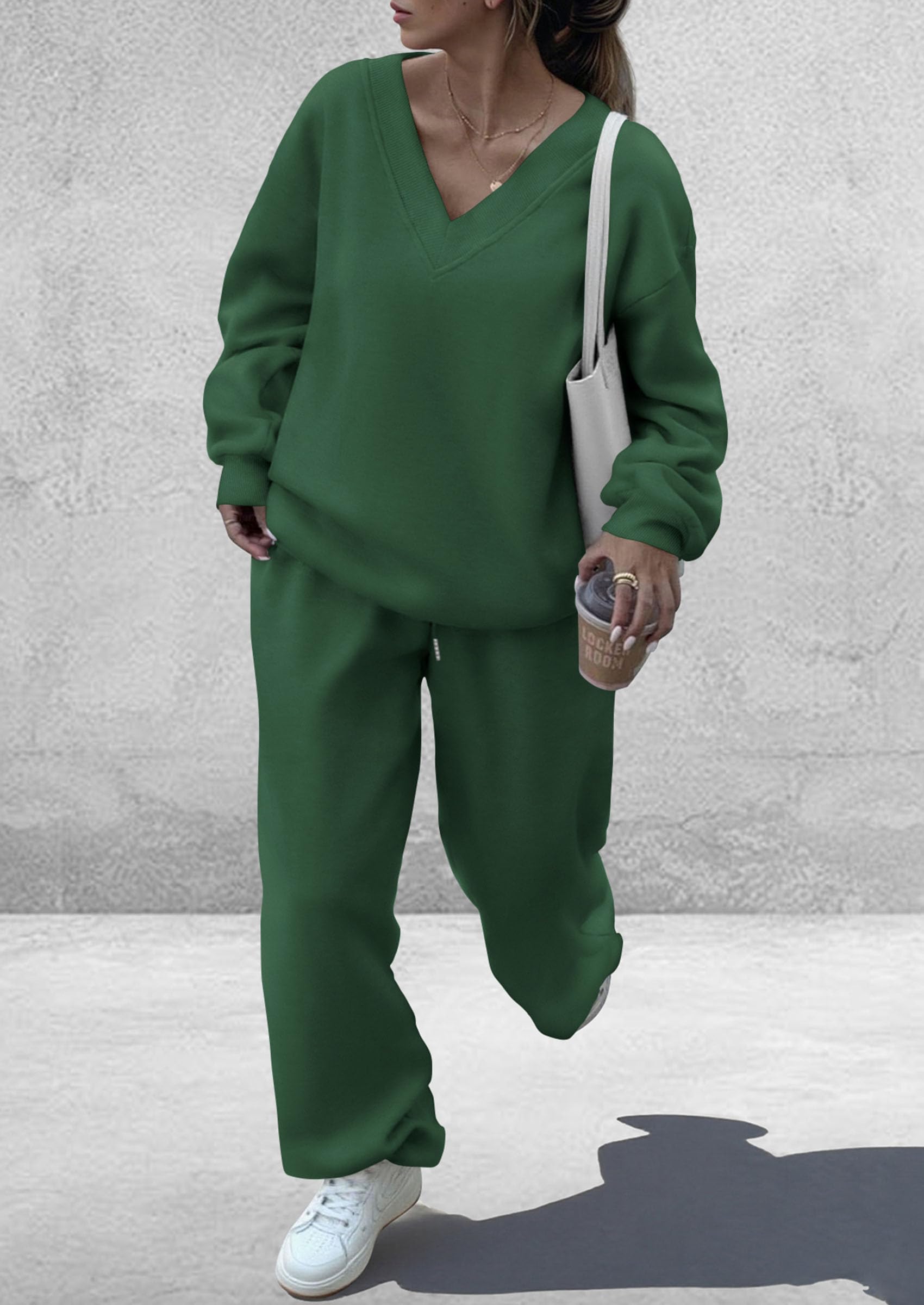 Womens 2 Piece Outfits Fall Sweatsuits,Dark Green,S