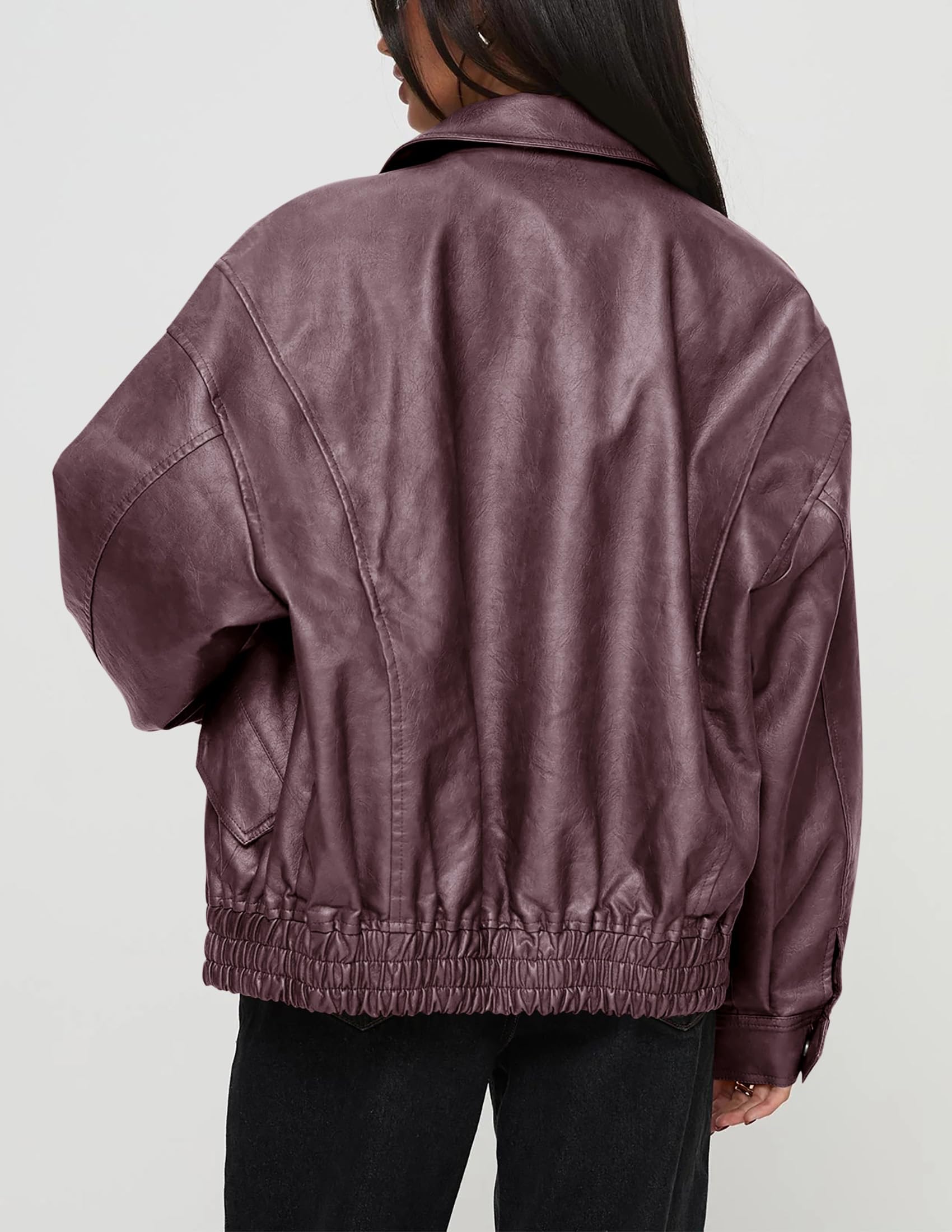 Women's Faux Leather Motorcycle Jackets(Purple,Small)