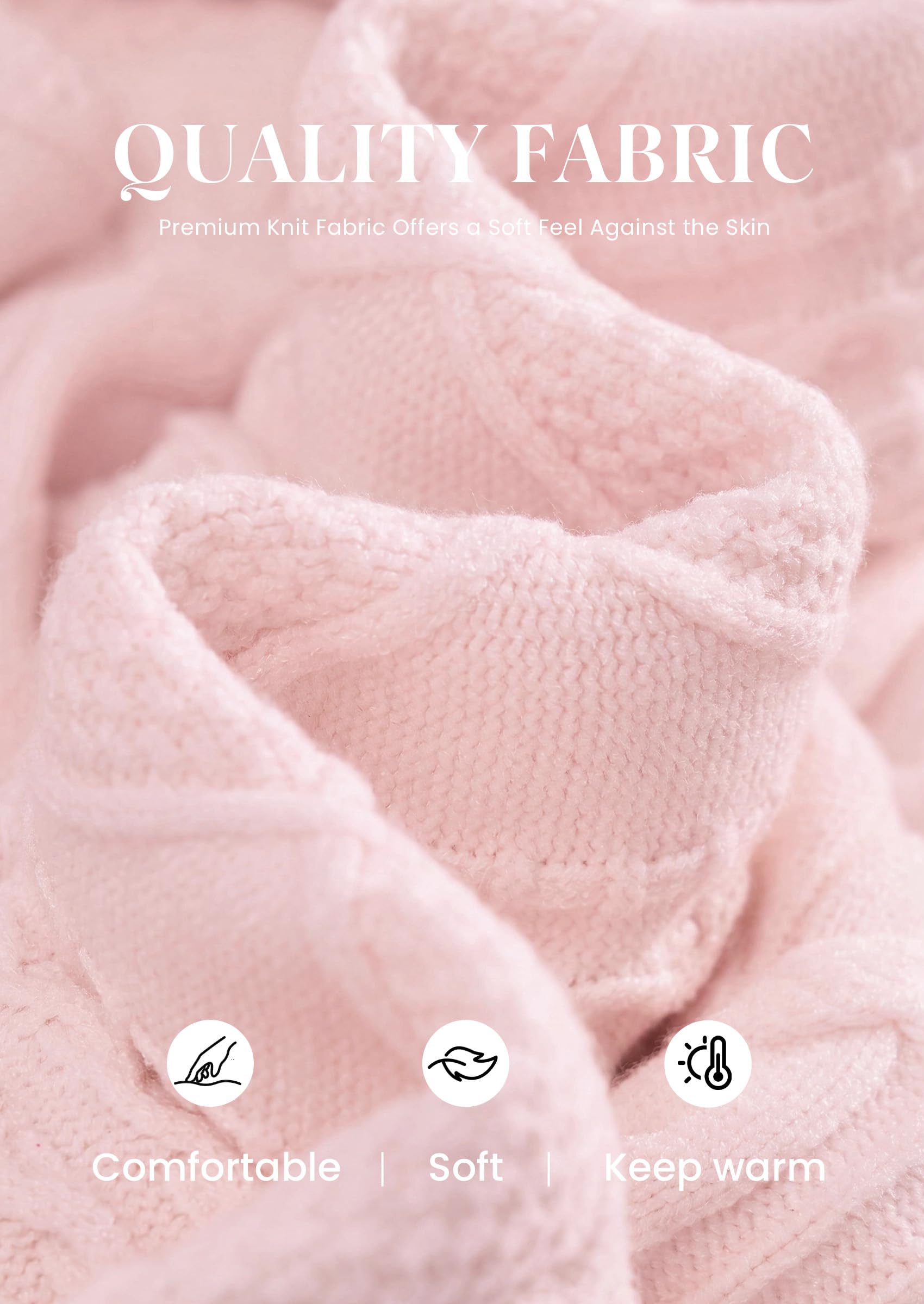 Women's Crewneck Cable Knit Sweater Pullover Tops Pink