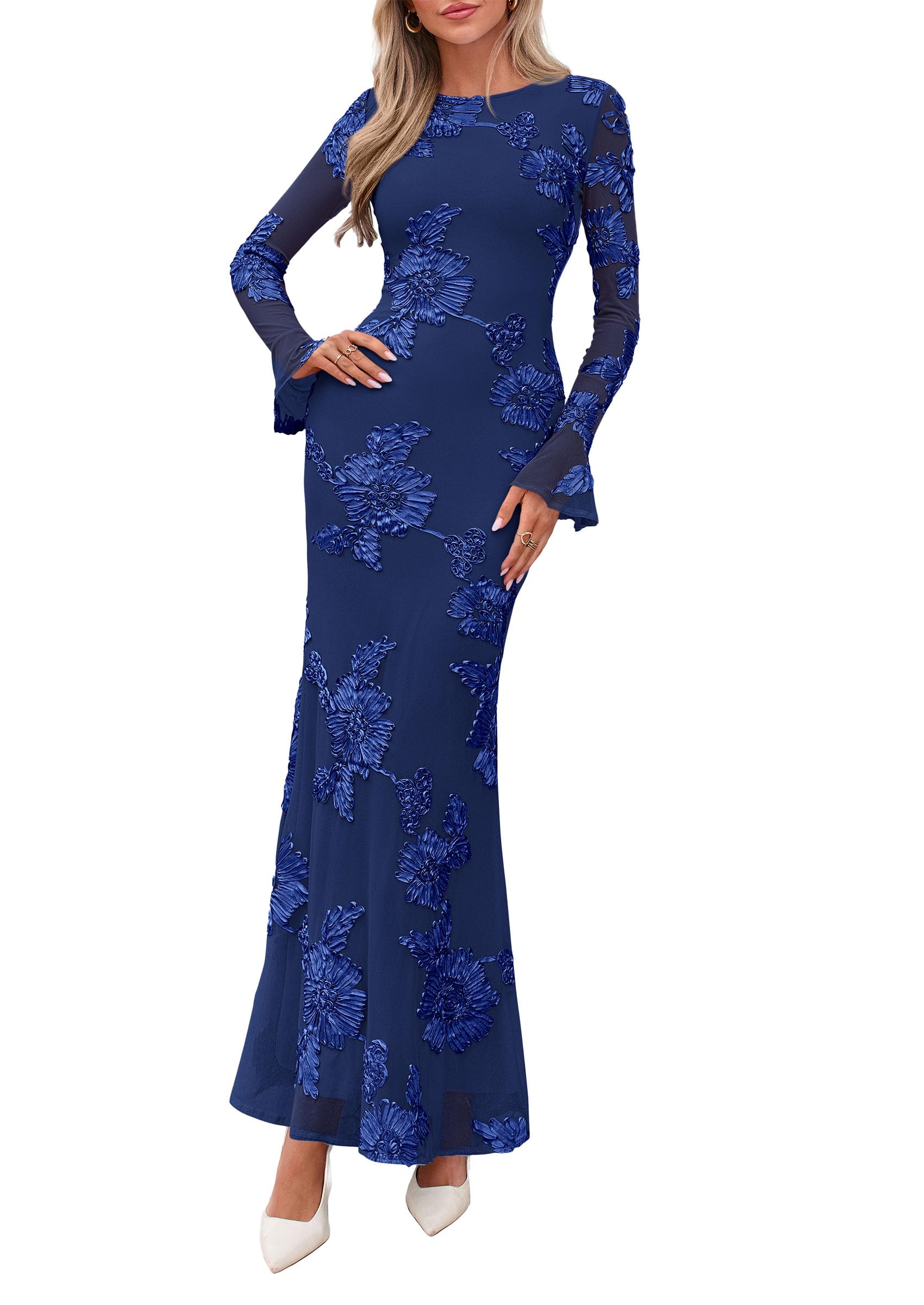 Women's Formal Floral Maxi Bodycon Wedding Guest Dresses 2026