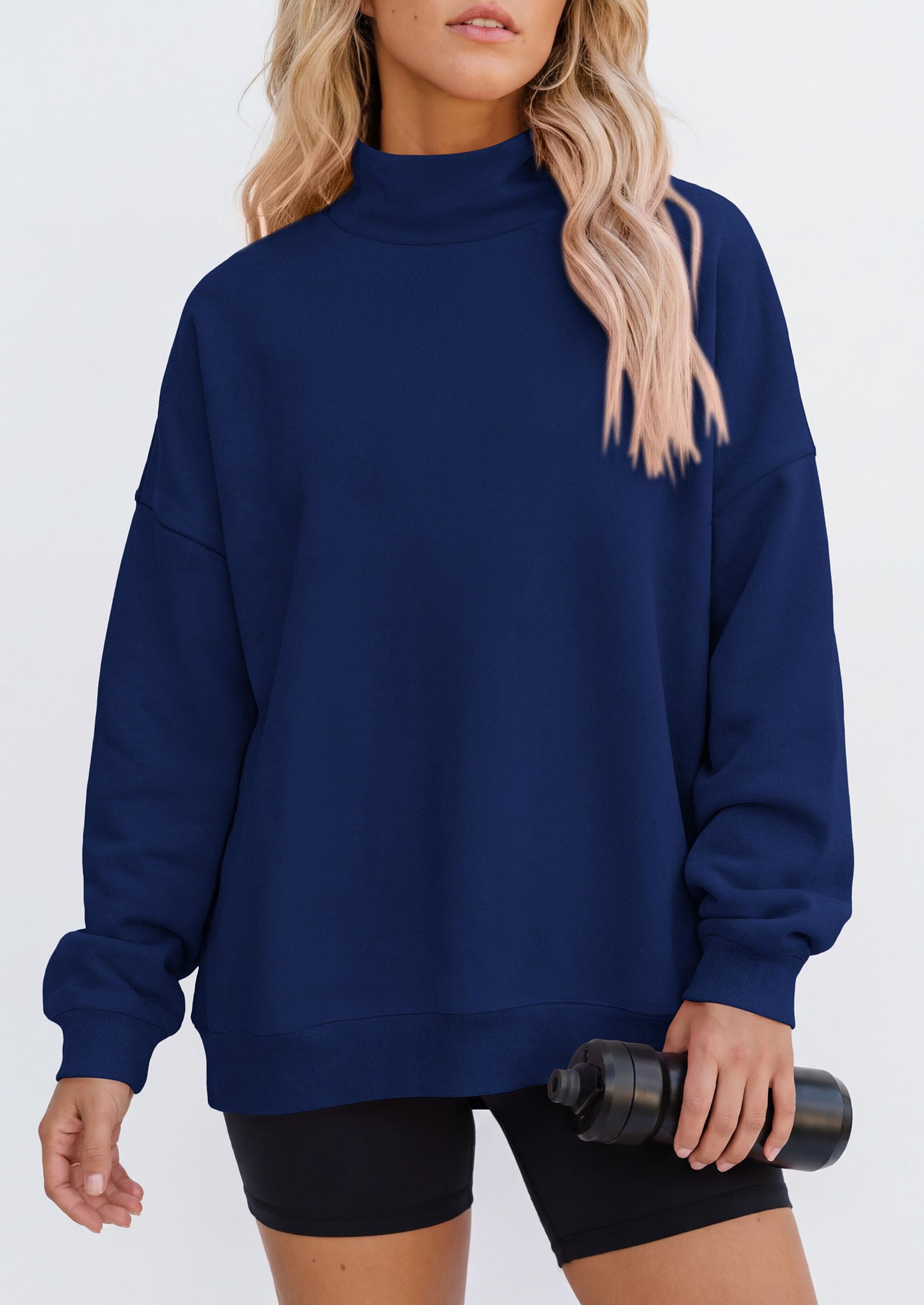 Womens Mock Neck Sweatshirt Oversized Pullover Fall Outfits