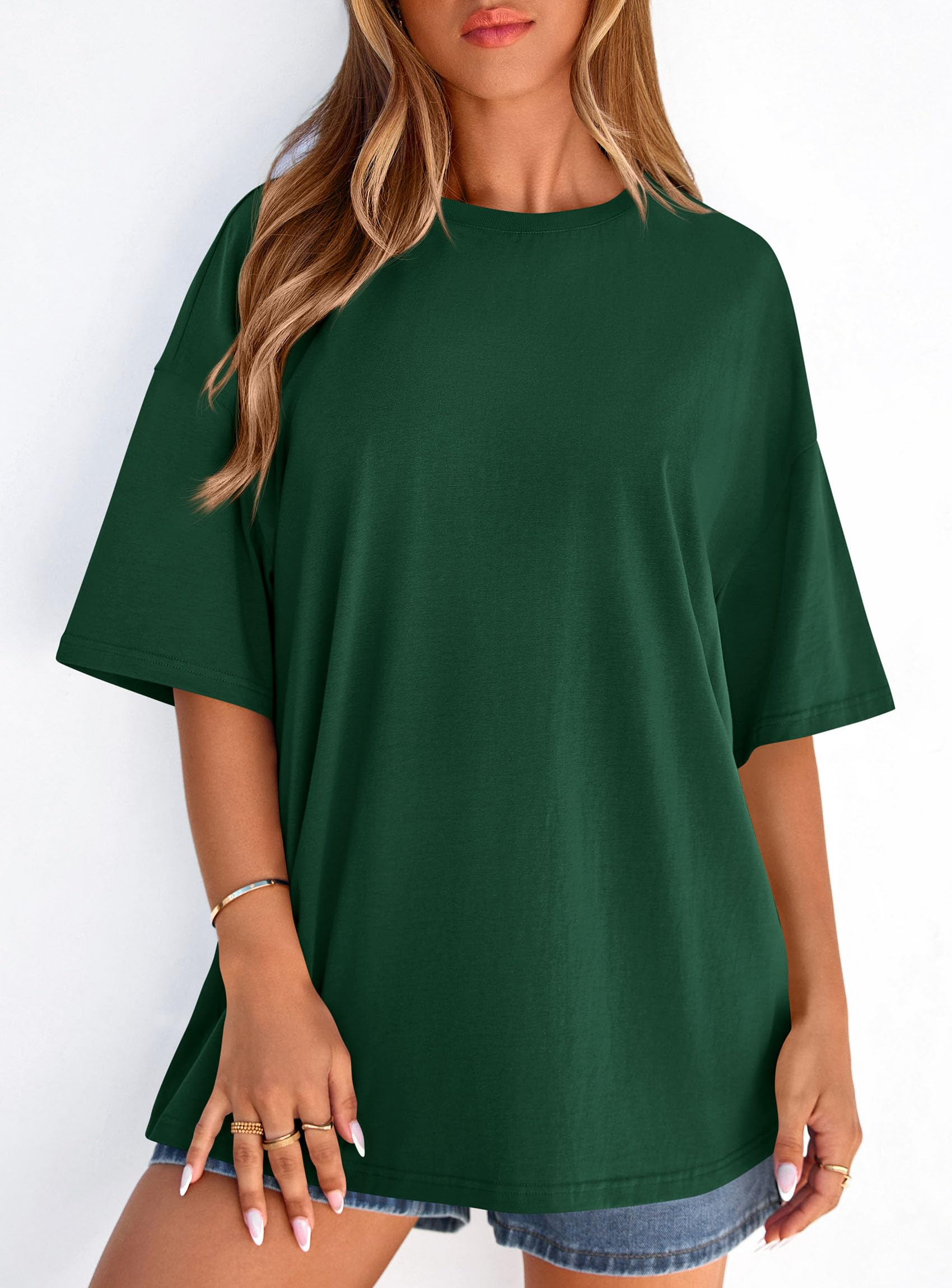 Women's Oversized Tshirts Going Out Tops (Dark Green,S)