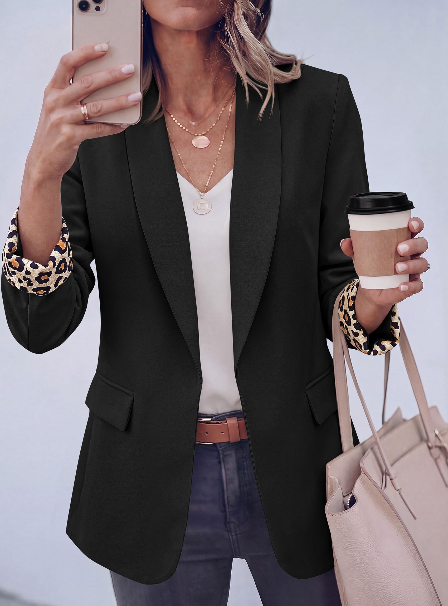 Blazers for Women Business Casual Open Front Lapel Suit Jacket