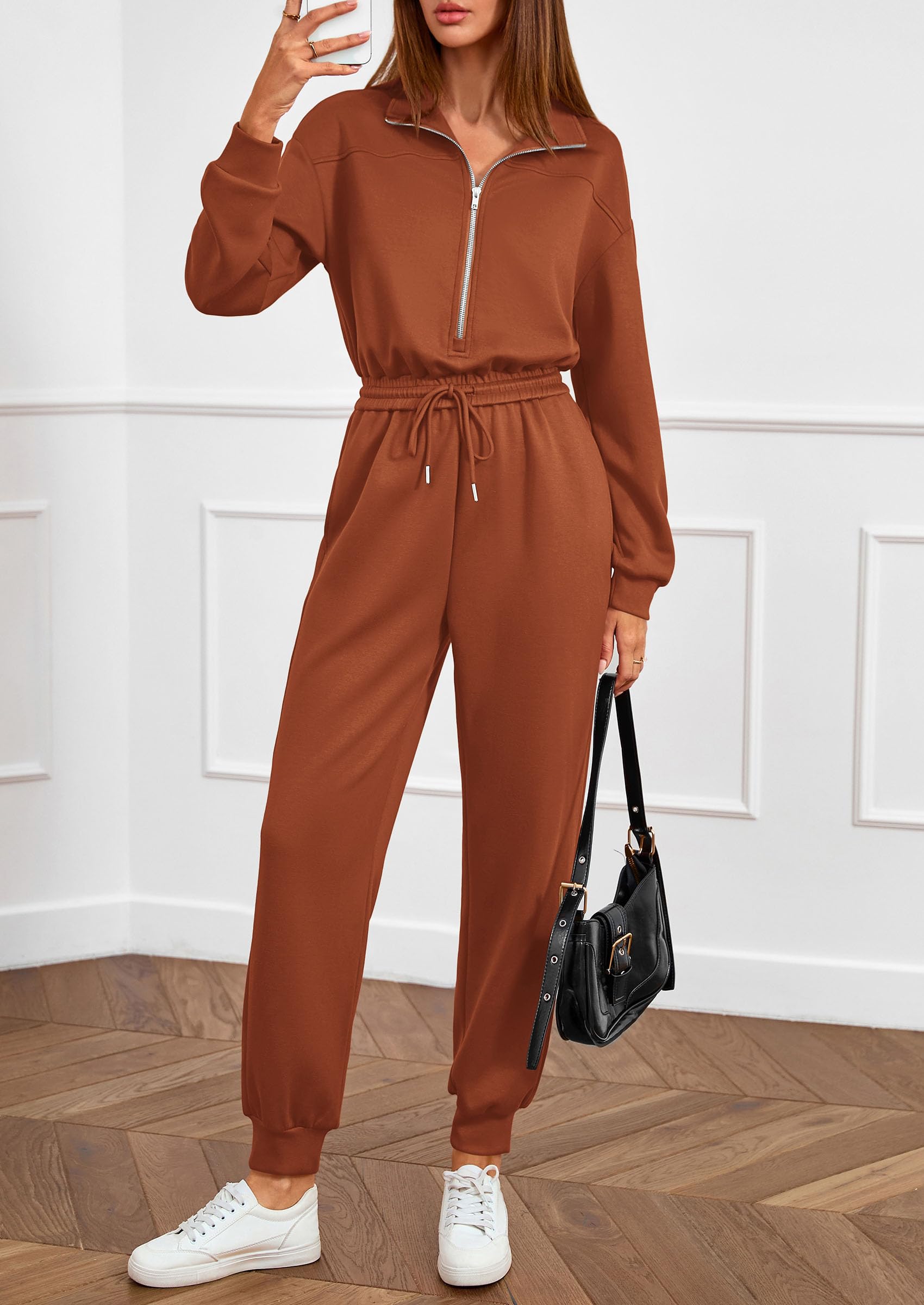 Long Sleeve Jumpsuits for Women Fall One Piece Travel Outfits