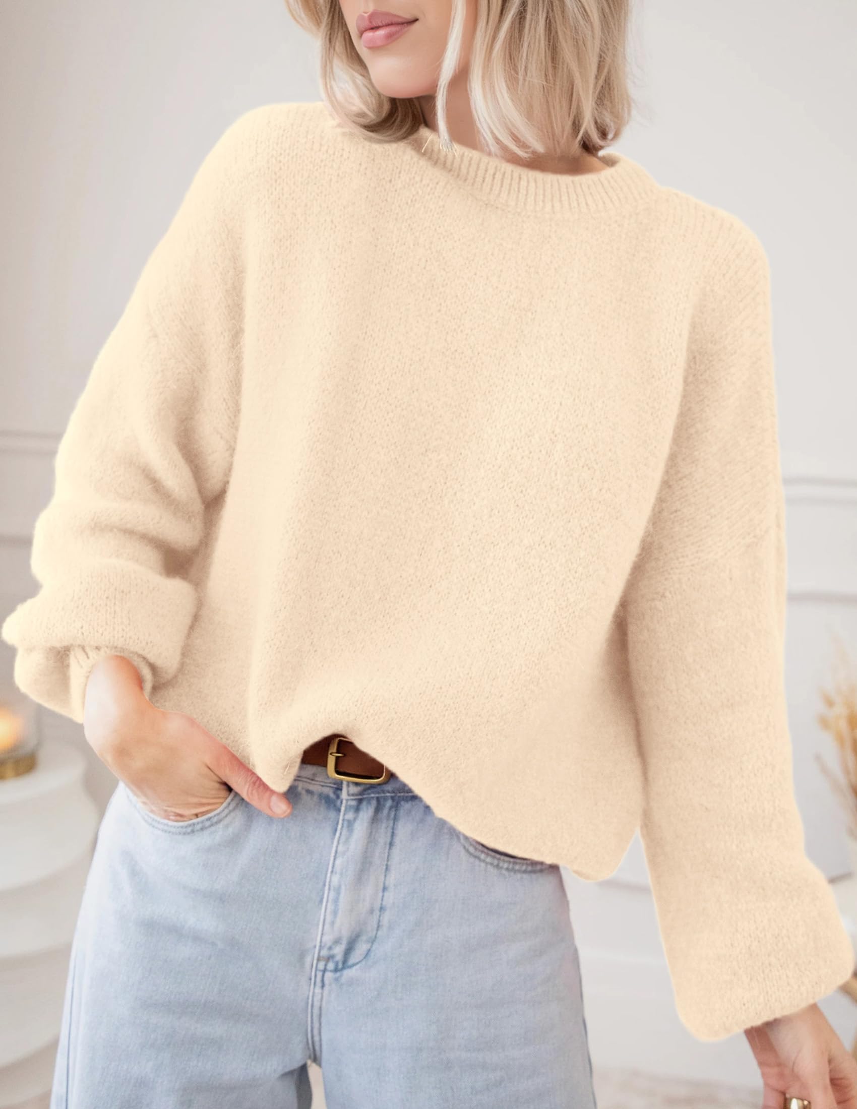 Women's Fall Oversized Holiday Sweaters (Apricot,S)