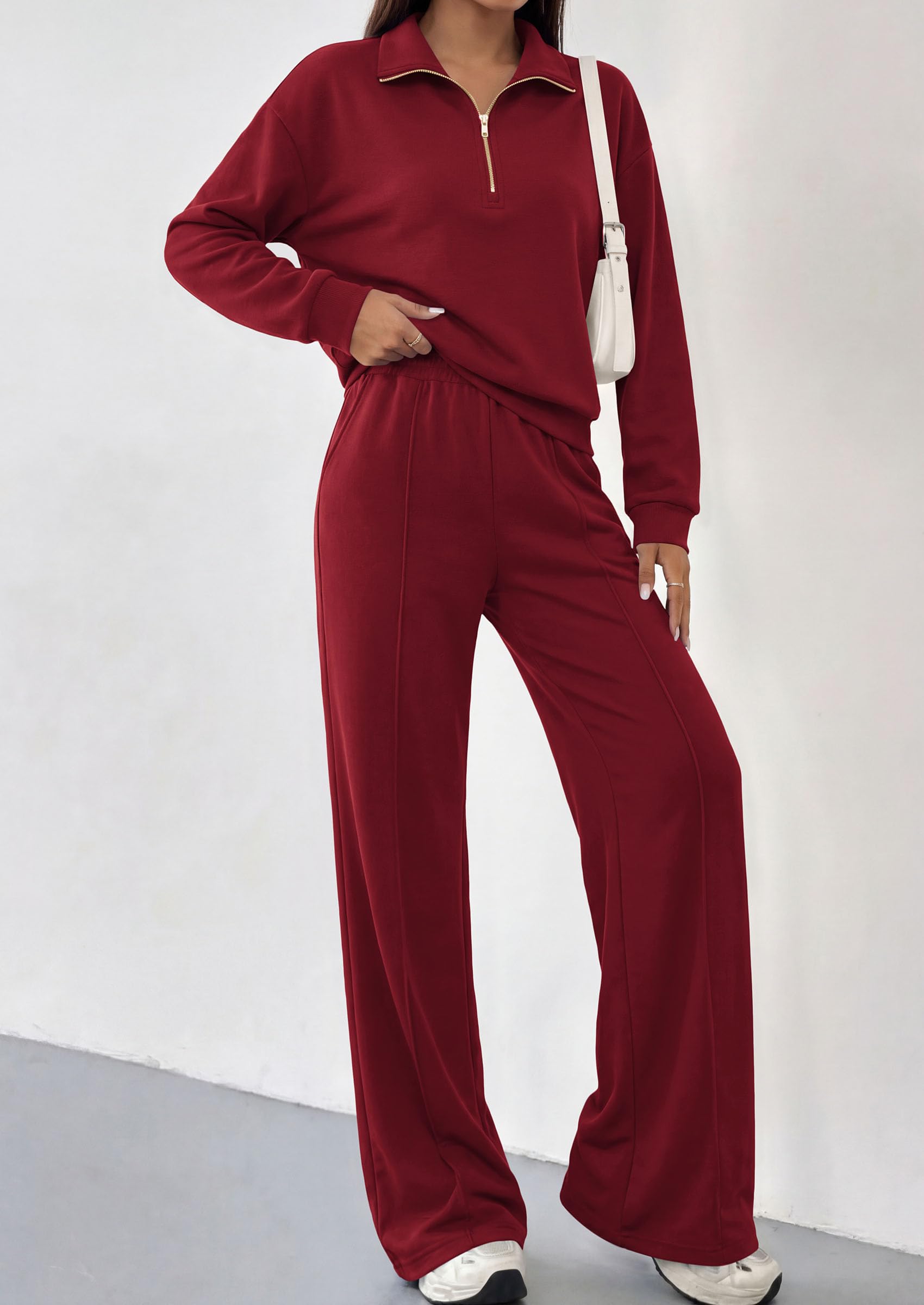 Women's Lounge Sets 2 Piece Outfits Sweatsuits,Burgundy,M