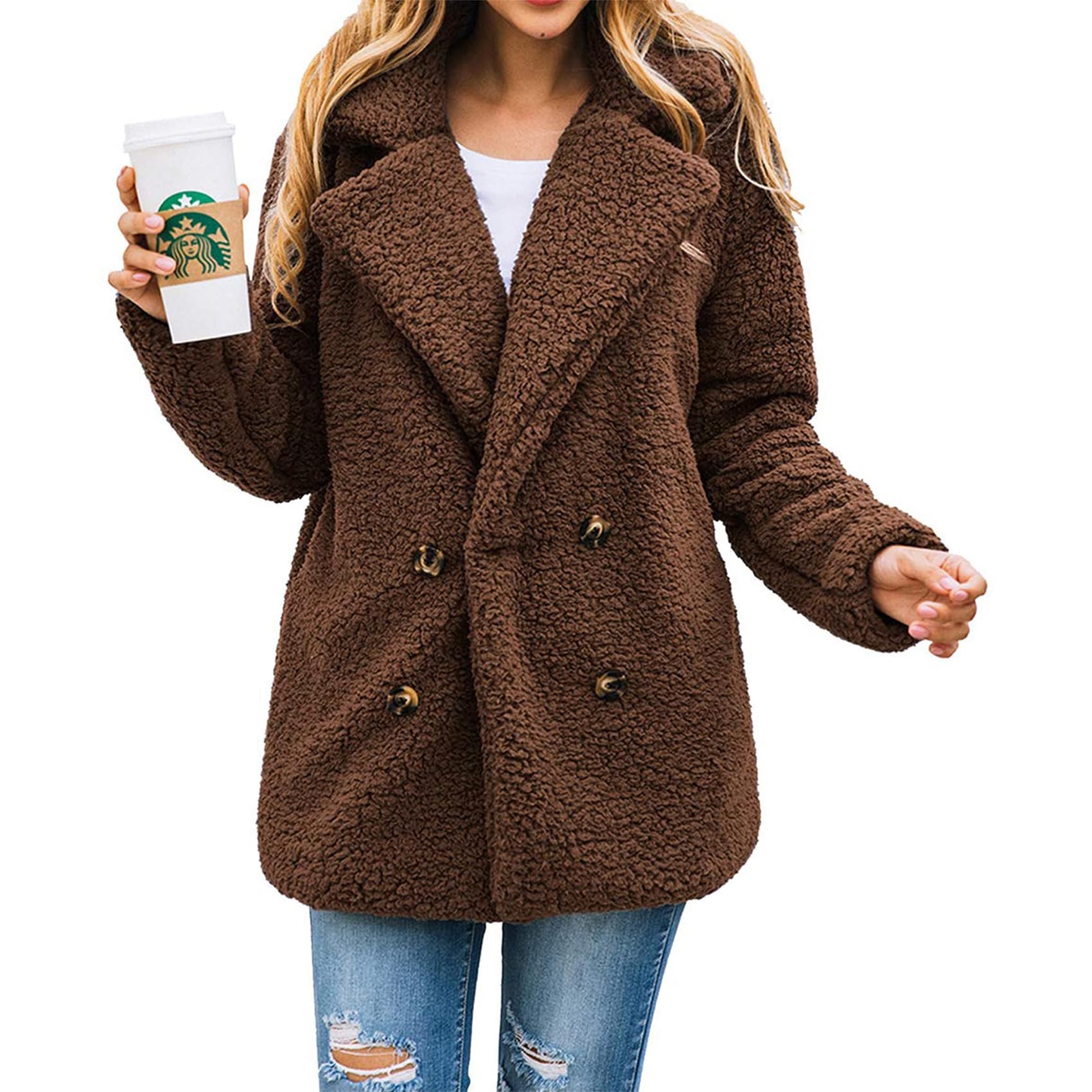Oversized Sherpa Fleece Jacket Women's Winter Coats Outerwear