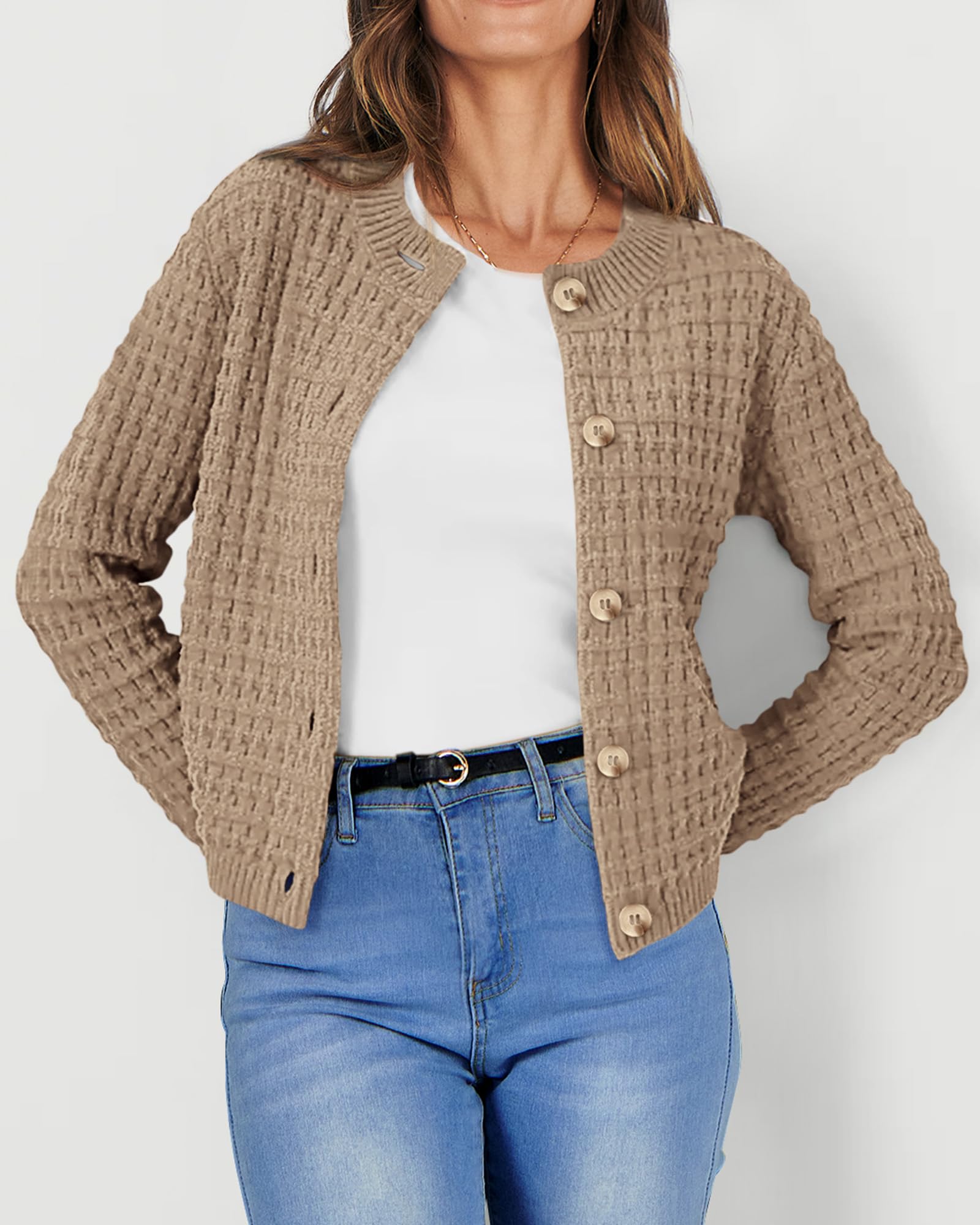 Women's Fall Lightweight Cardigan Sweaters Camel