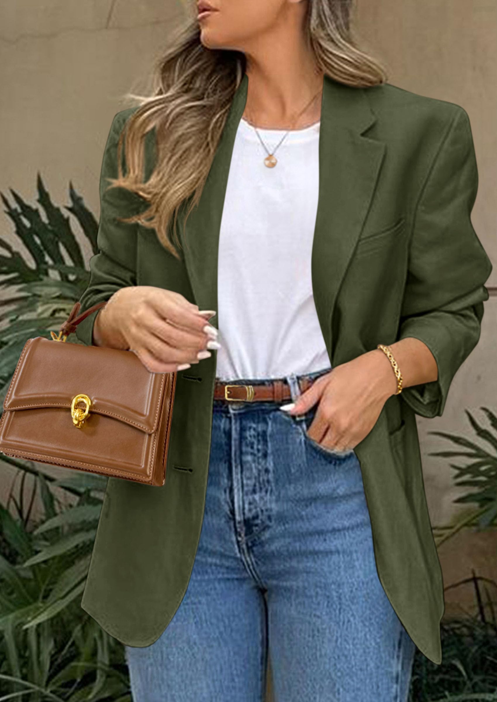 2026 Blazers for Women Business Casual,Army Green,XS