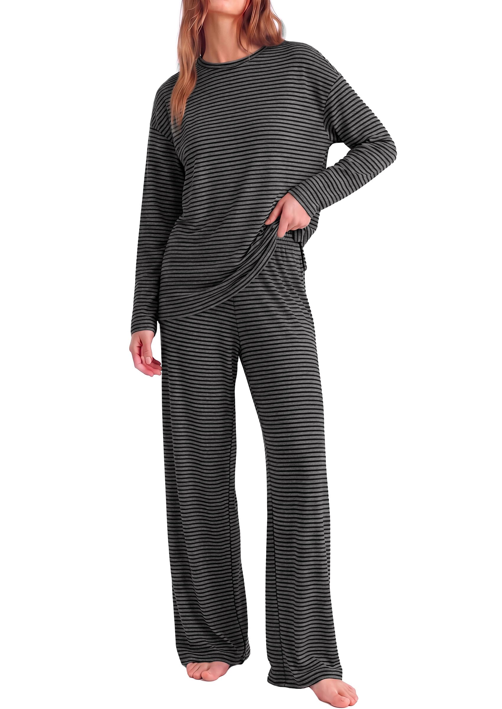 Lounge Sets for Women Fall Striped Matching Comfy Pajama Sets