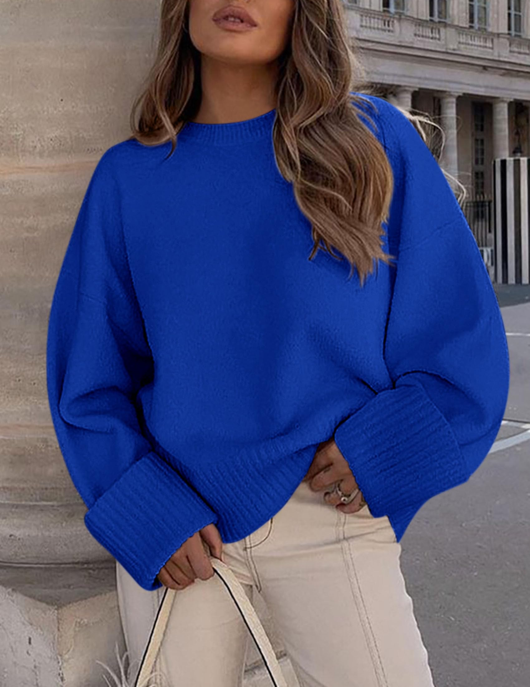 Women's Fall Fashion Cozy Oversized Sweaters(Blue,XS)
