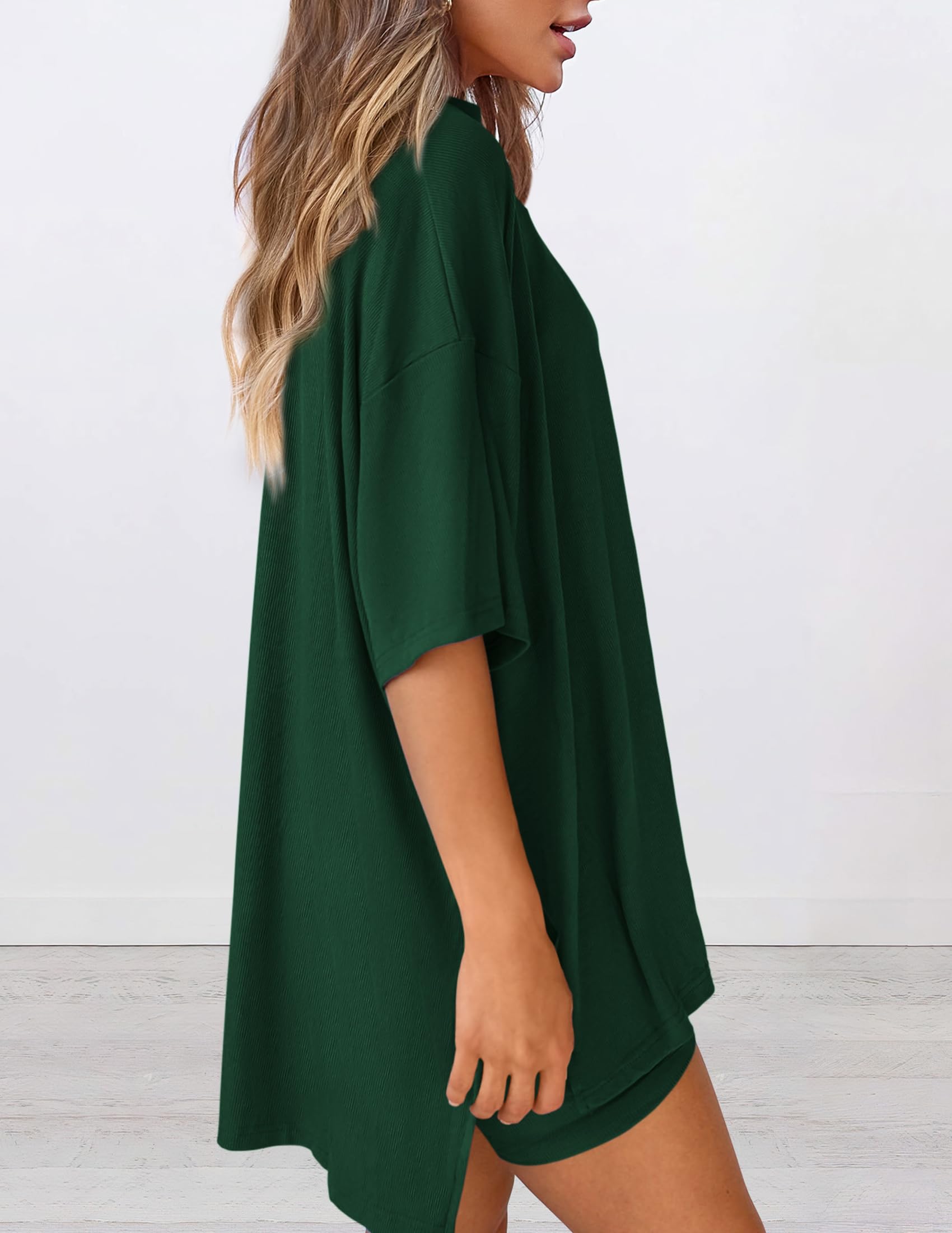 Women 2 Piece Lounge Set Airport Travel Outfit, Dark Green,S