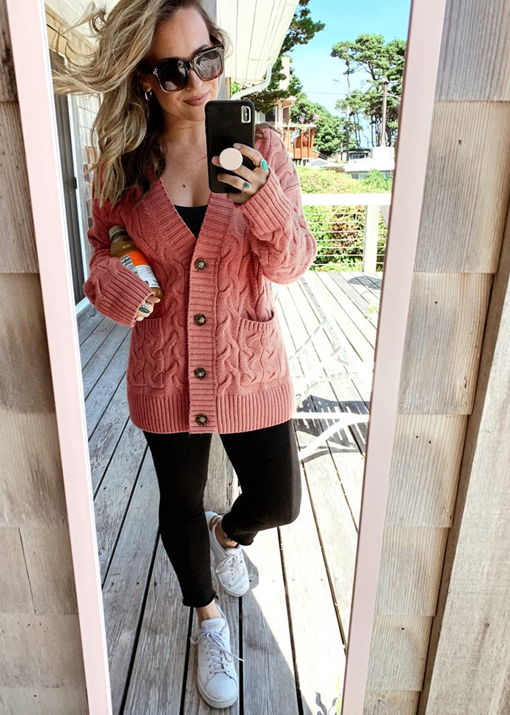 Women Chunky Cable Knit Cardigan Sweaters Fall Fashion Clothes
