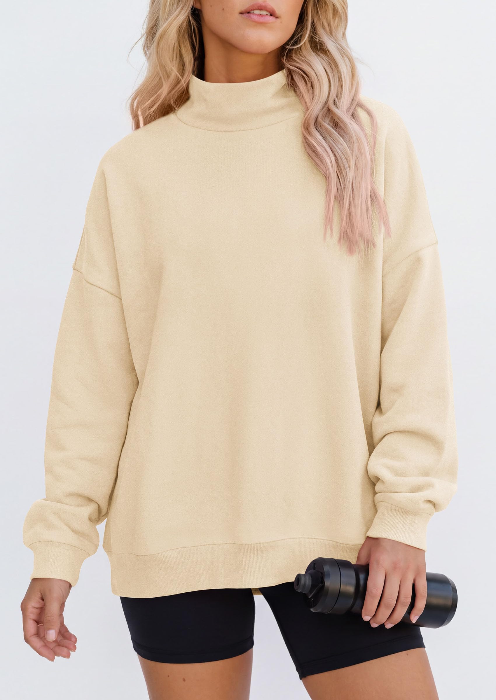 Womens Mock Neck Sweatshirt Oversized Pullover Fall Outfits
