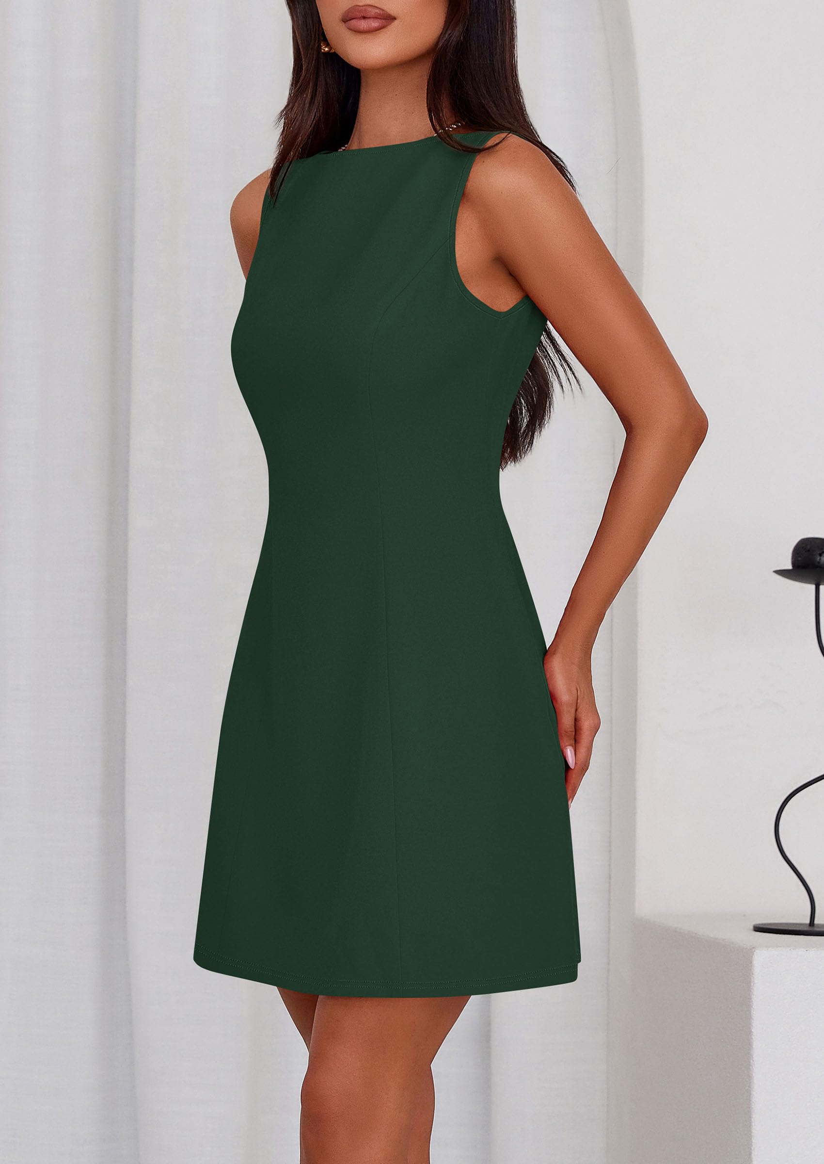 Women's Formal Short Dresses A Line Mini Dress,Dark Green,XS