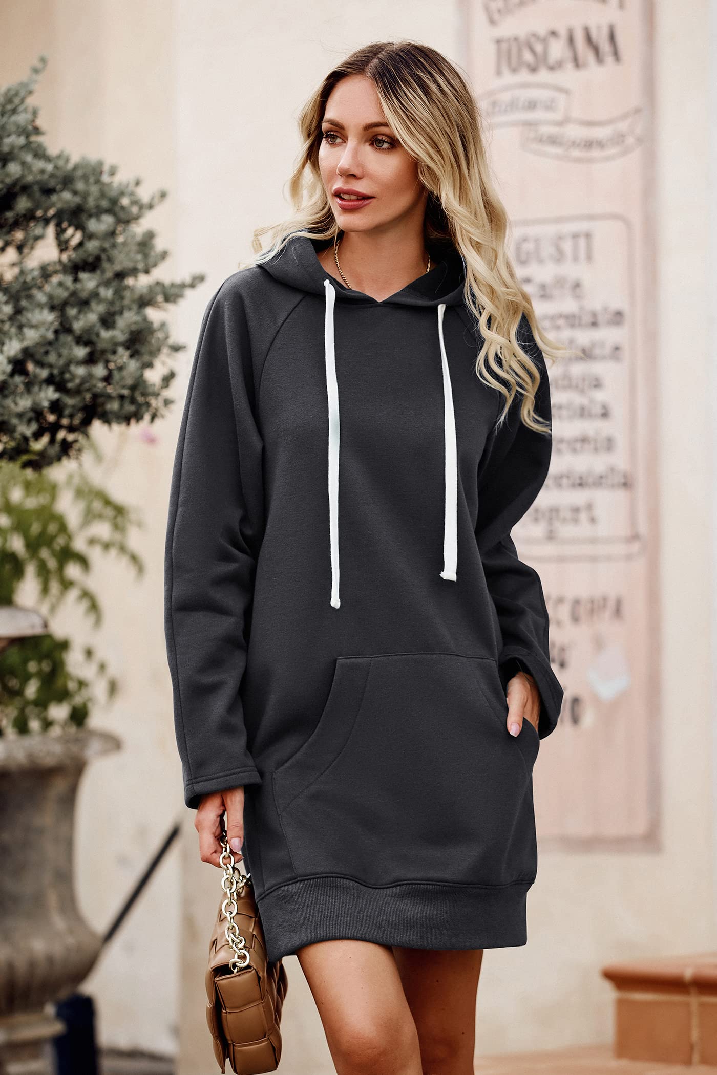 Sweatshirt for Women Fall Oversized Hoodie Dress,Dark Grey,S