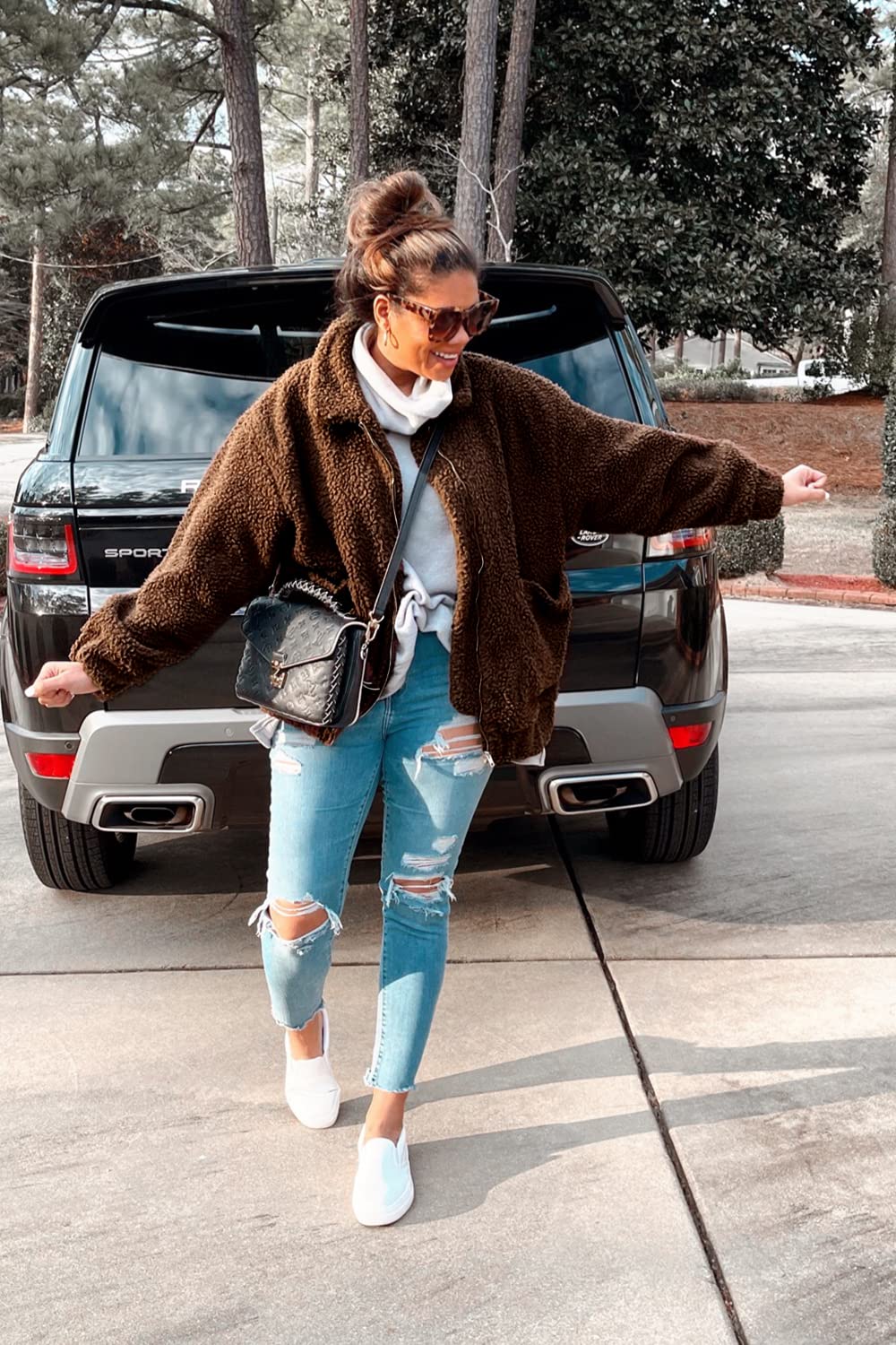 Oversized Sherpa Fleece Jacket Women's Winter Coats Outerwear