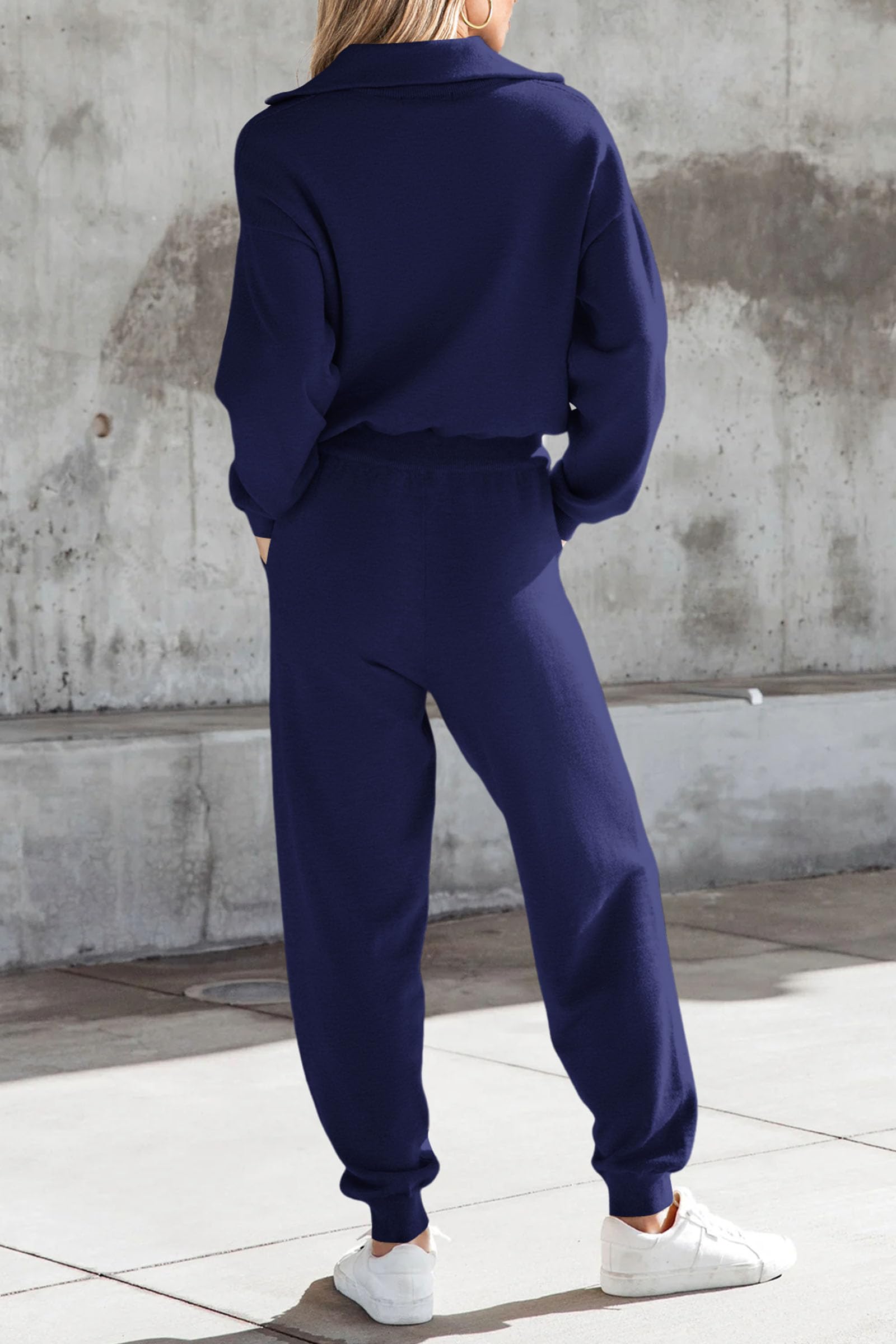 Women's 2 Piece Sweatsuits Set Fall Outfits(Dark Blue,S)