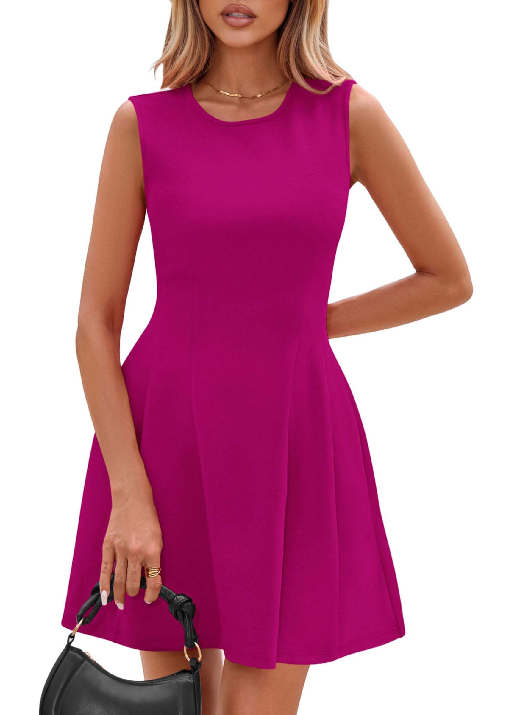 Women's A Line Elegant Summer Cocktail Dresses, Hot Pink,XS
