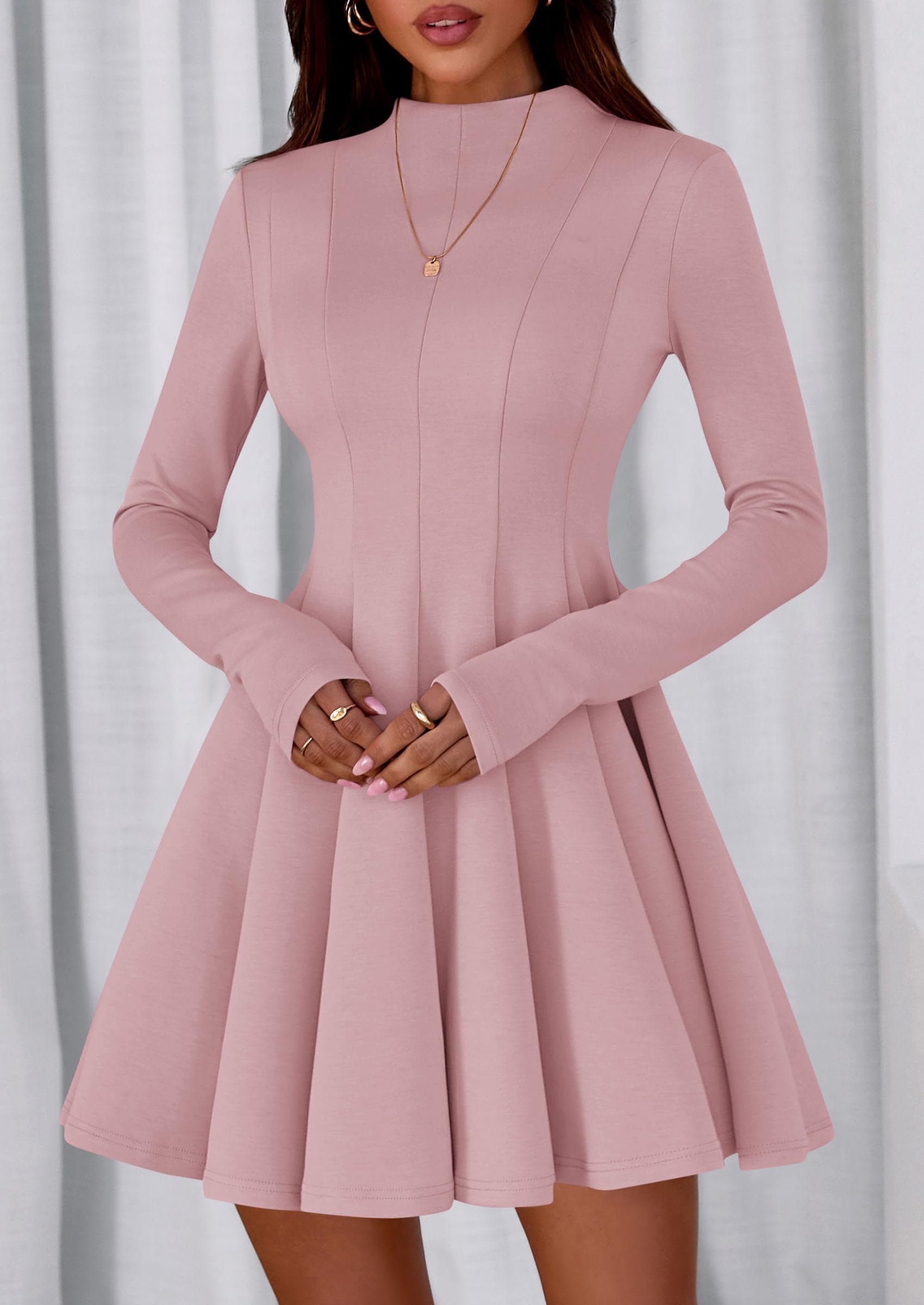 Fall Dresses for Women Long Sleeve Flowy Mini Homecoming Dress