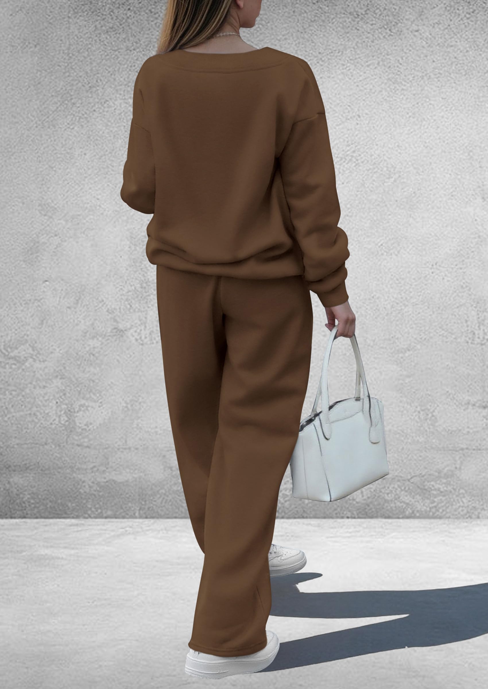 Womens 2 Piece Outfits Fall Sweatsuits,Brown,S