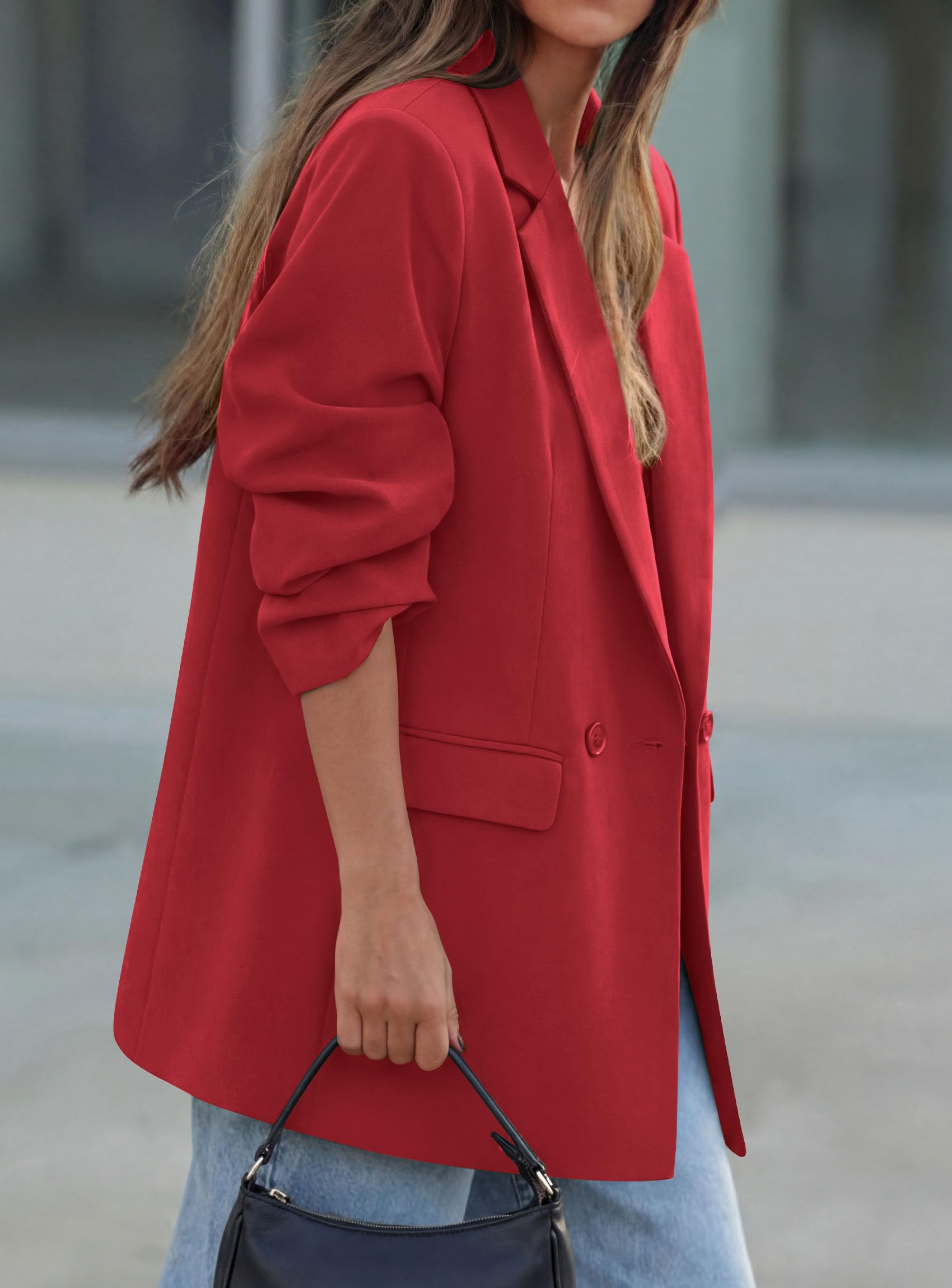 Women's Fall Business Casual Oversized Blazers(Red,S)
