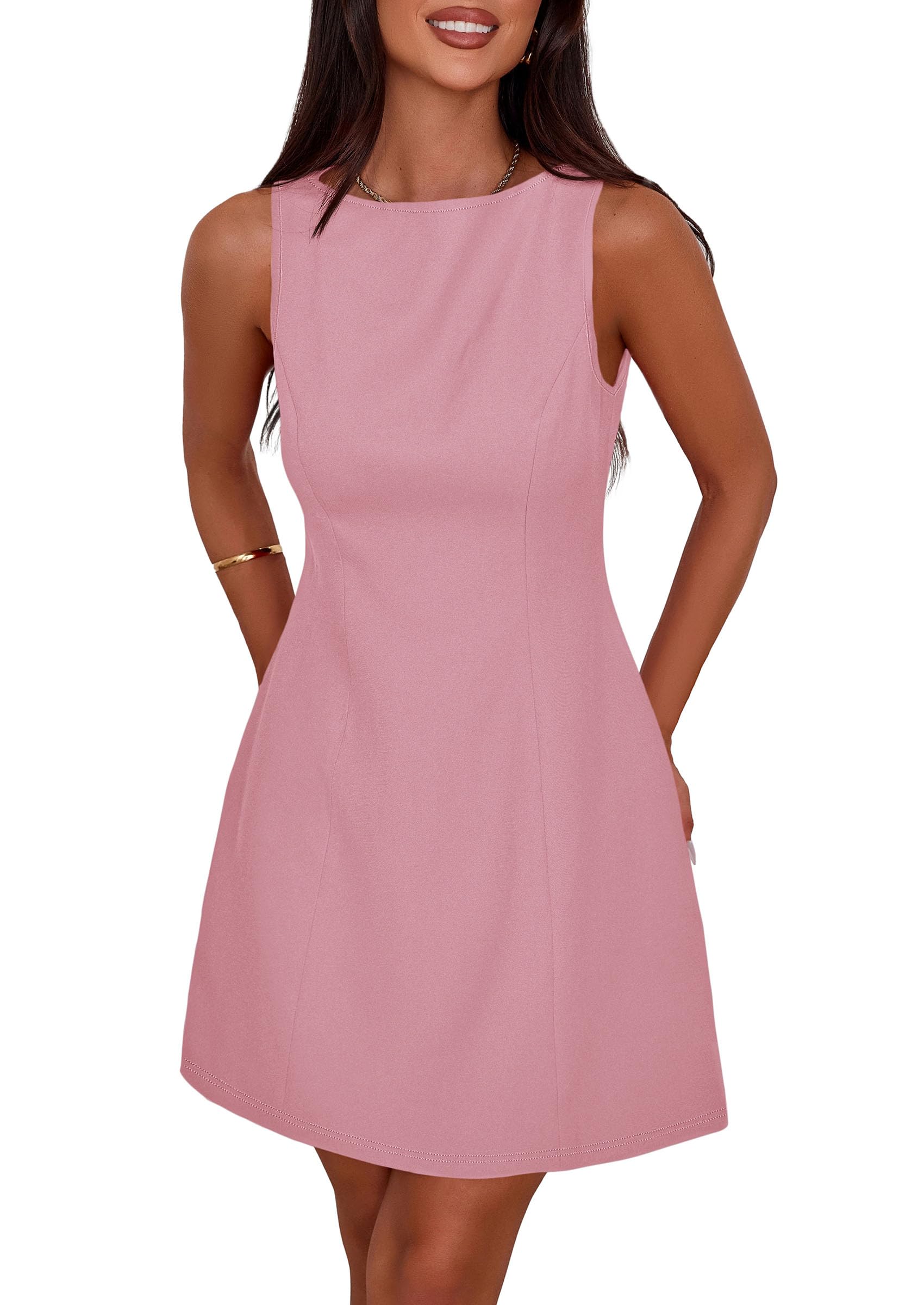 Women's Formal Short Dresses A Line Mini Dress,Pink,S