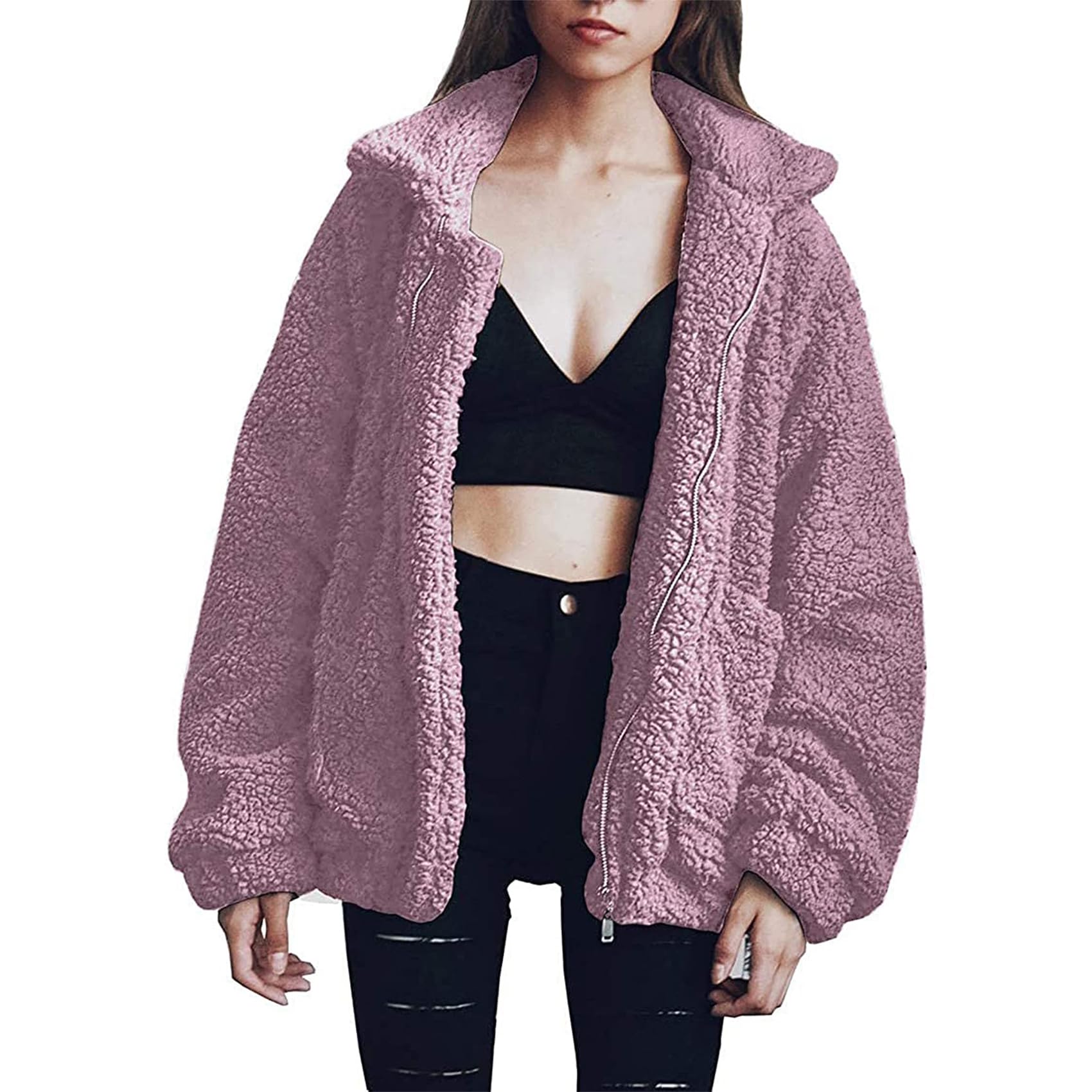 Oversized Sherpa Fleece Jacket Women's Winter Coats Outerwear