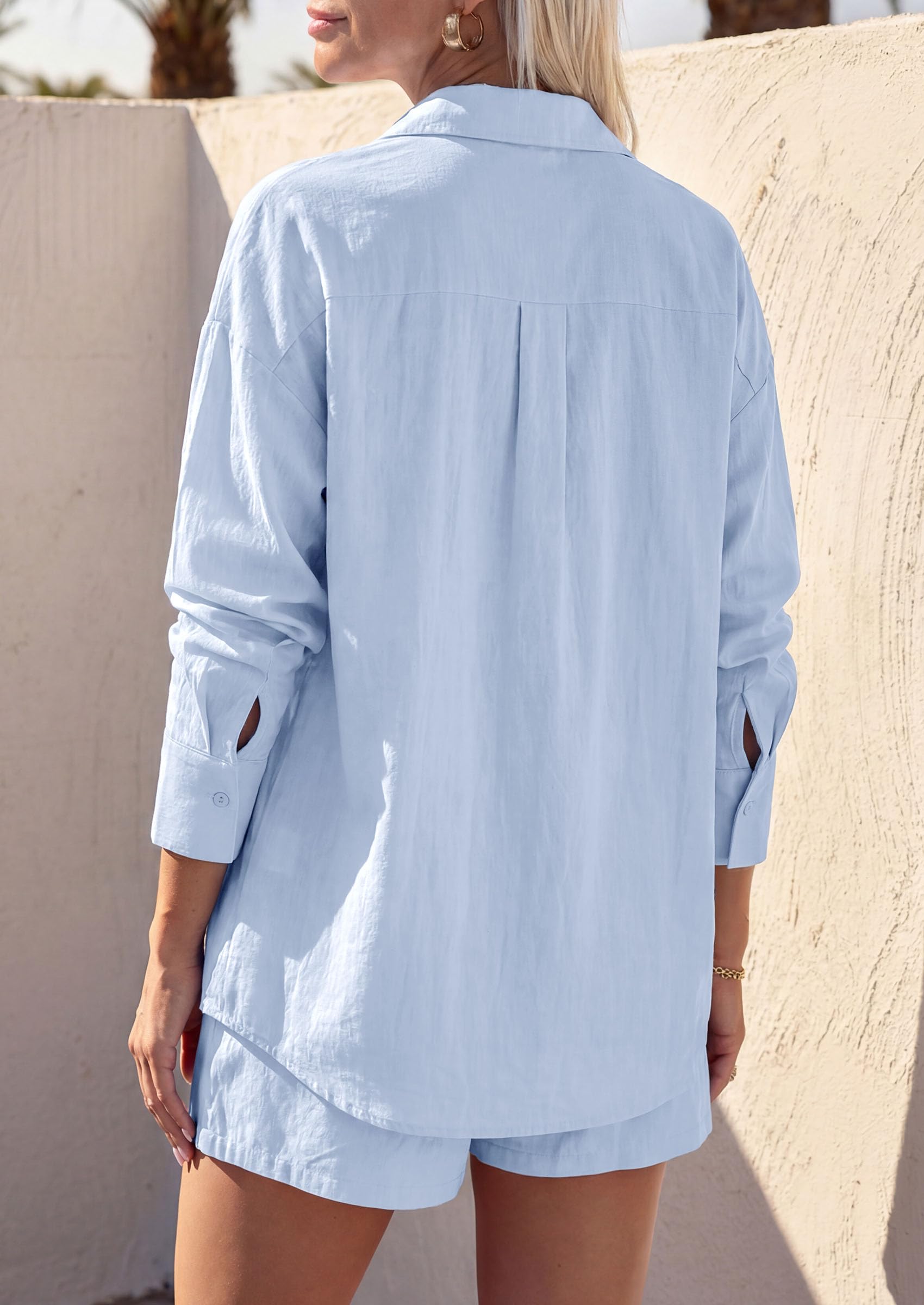 Women's Summer 2 Piece Outfits Lounge Sets (Light Blue,S)