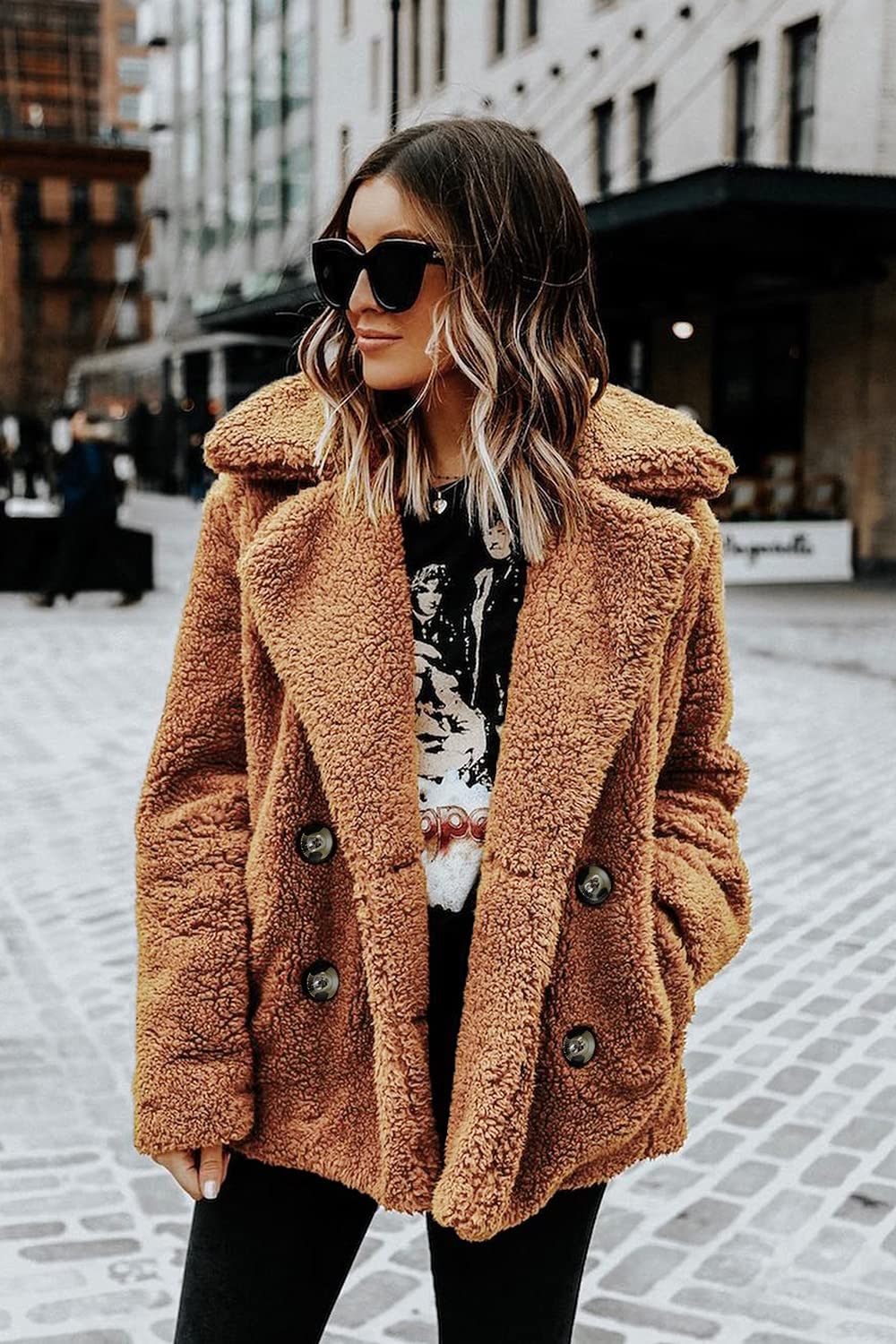 Oversized Sherpa Fleece Jacket Women's Winter Coats Outerwear