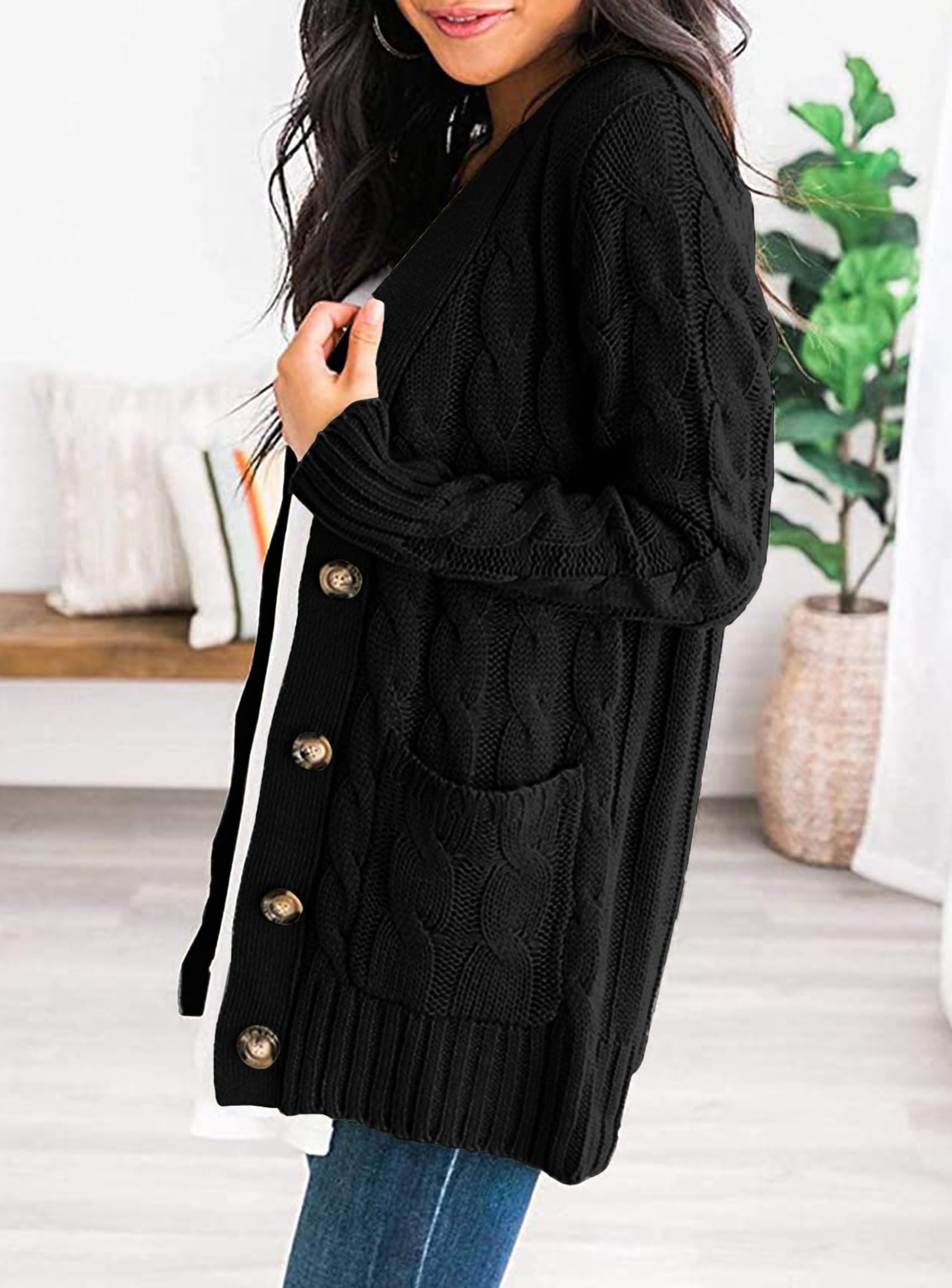 Women Chunky Cable Knit Cardigan Sweaters Fall Fashion Clothes