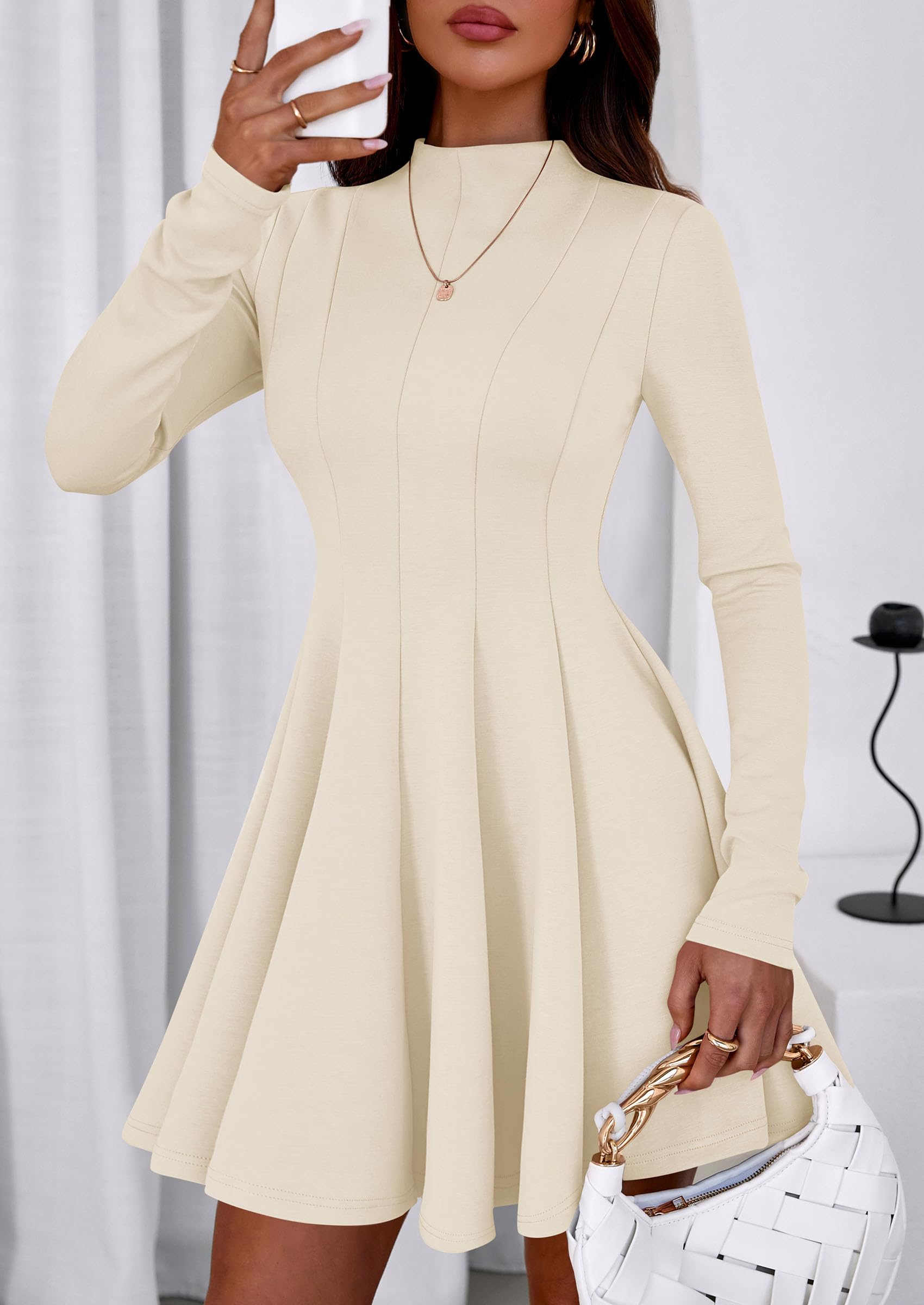 Fall Dresses for Women Long Sleeve Flowy Mini Homecoming Dress