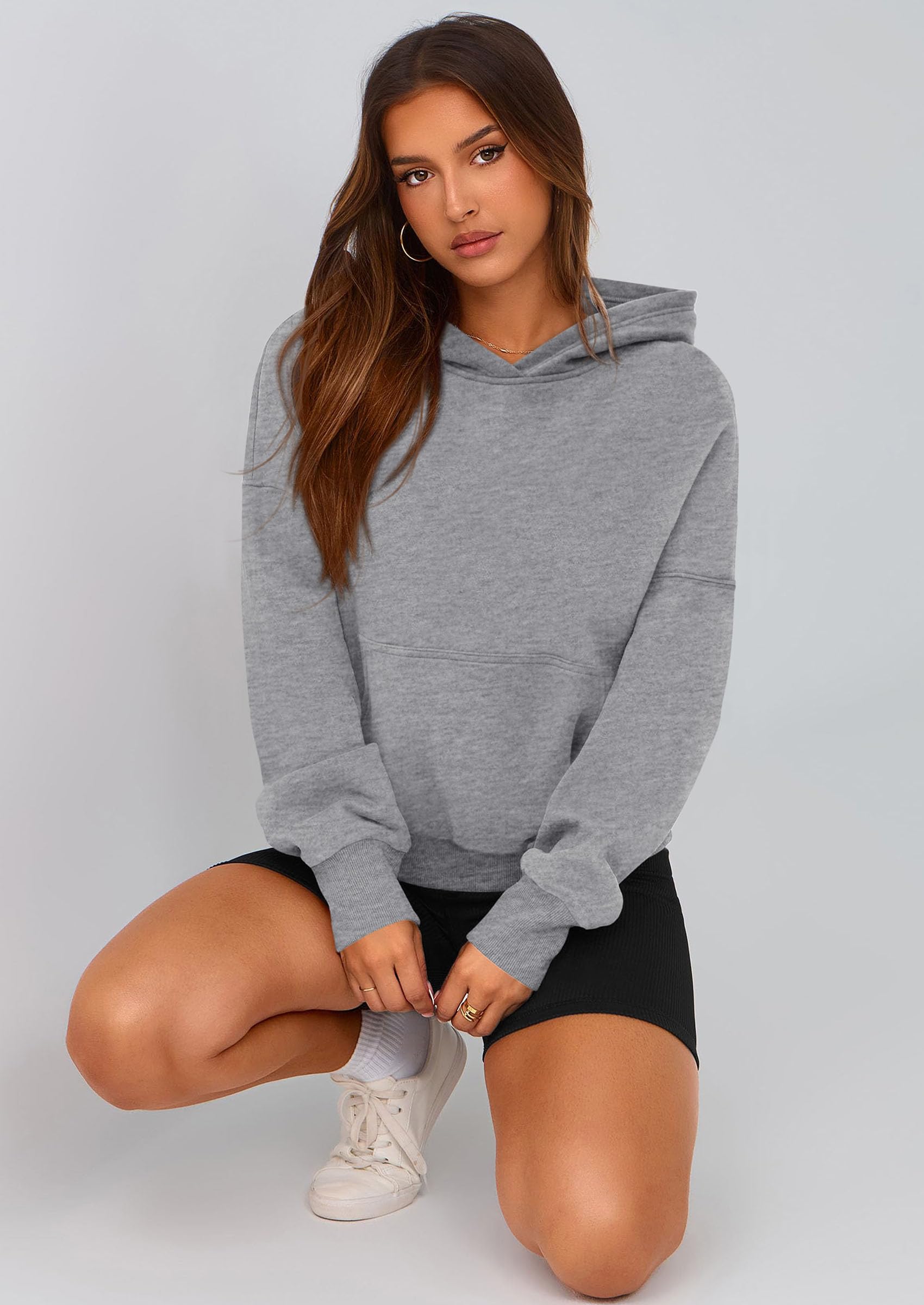 Women's Fall Half Zip Cropped Hoodie Sweatshirt