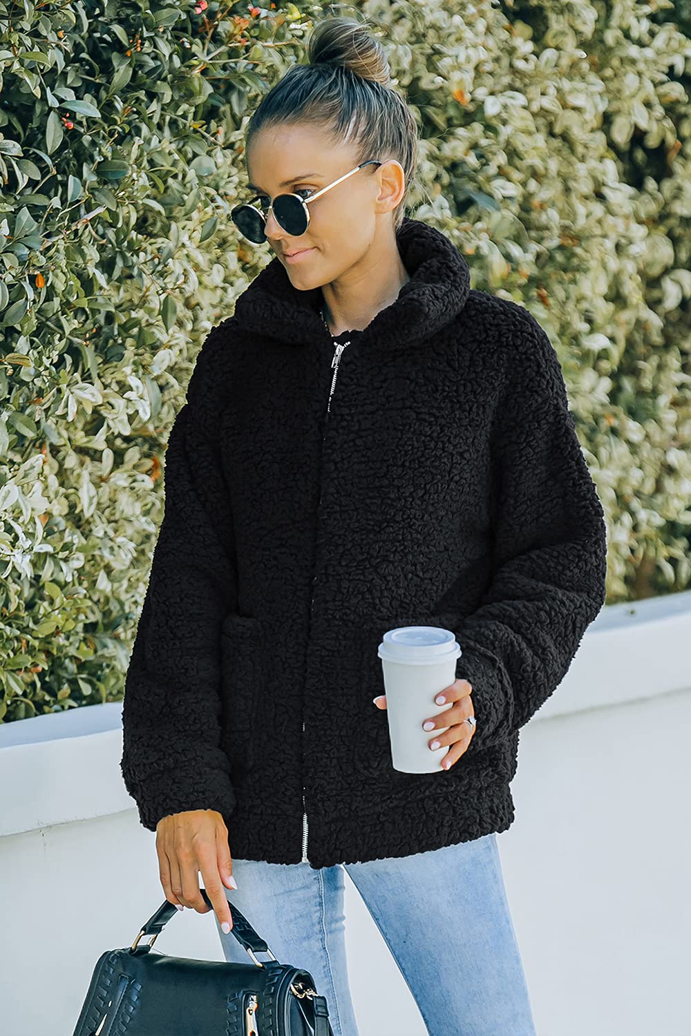 Oversized Sherpa Fleece Jacket Women's Winter Coats Outerwear