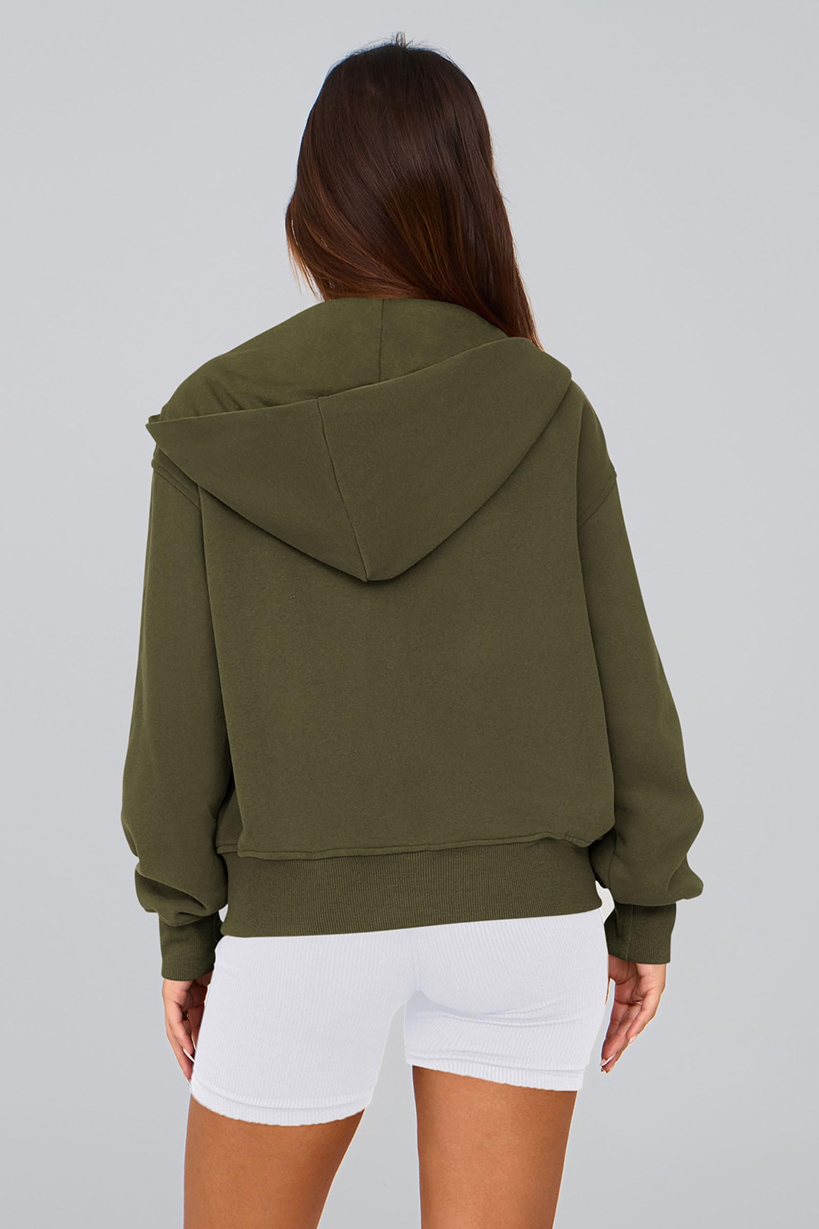 Hoodies for Women Fall Fashion Zip Up Fleece Plain Sweatshirt