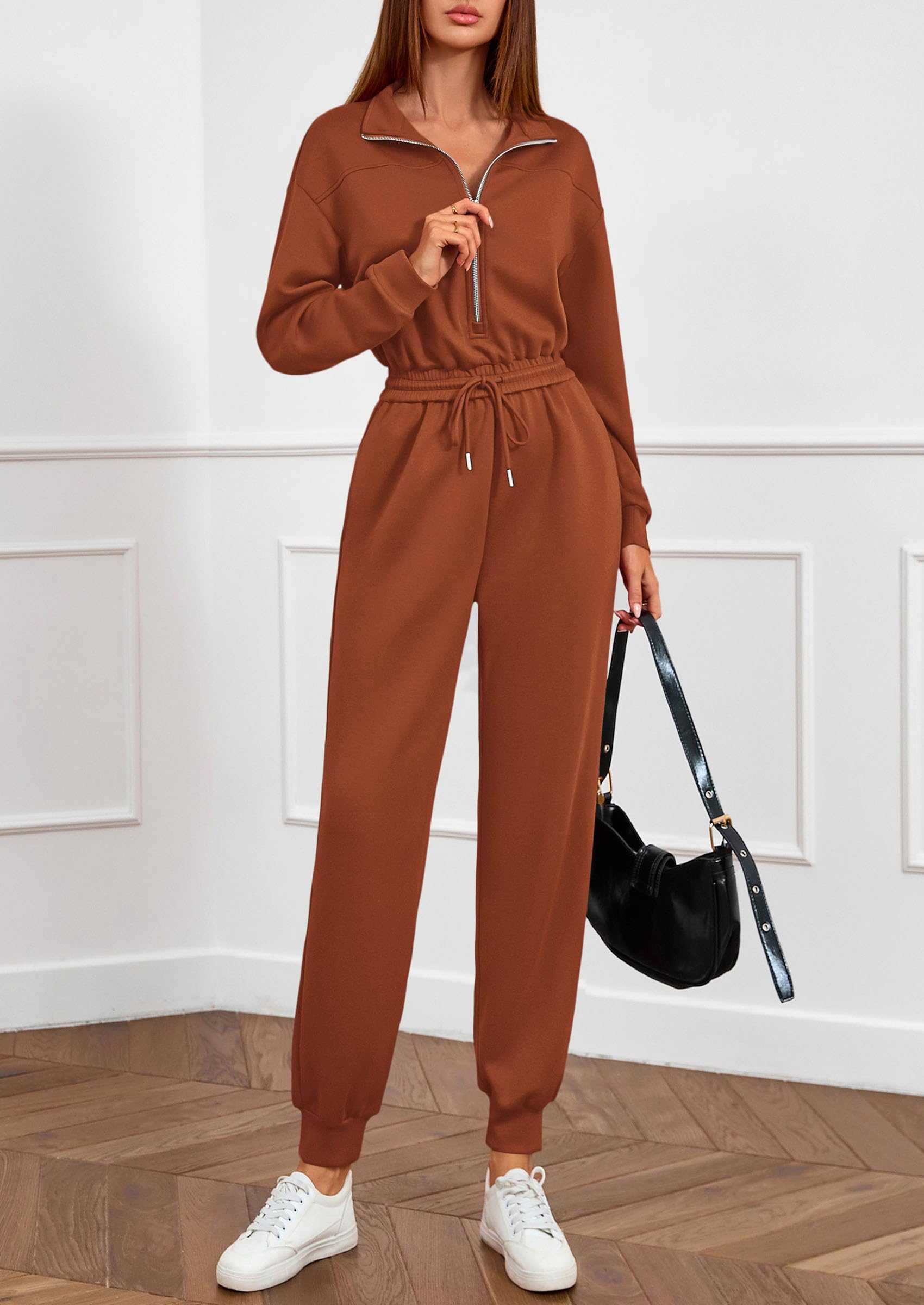 Long Sleeve Jumpsuits for Women Fall One Piece Travel Outfits