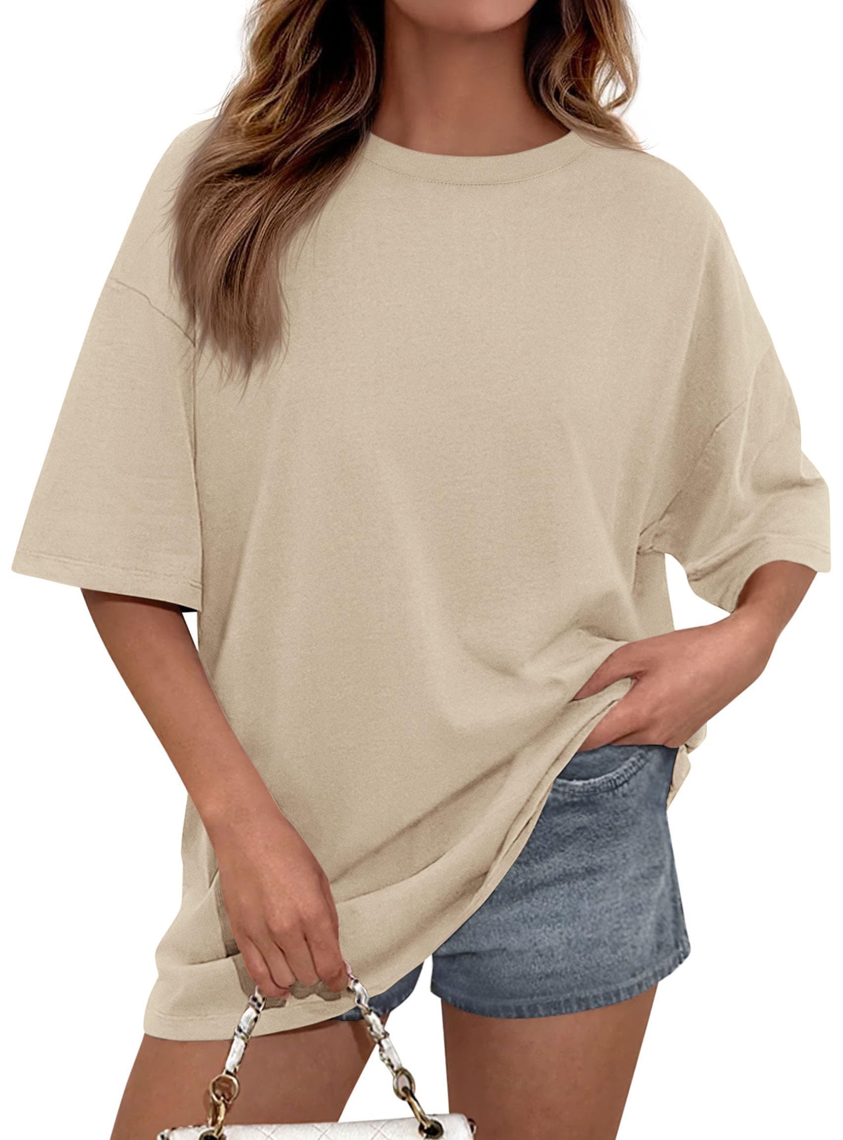 Women's Oversized Tshirts Going Out Tops (Apricot,S)