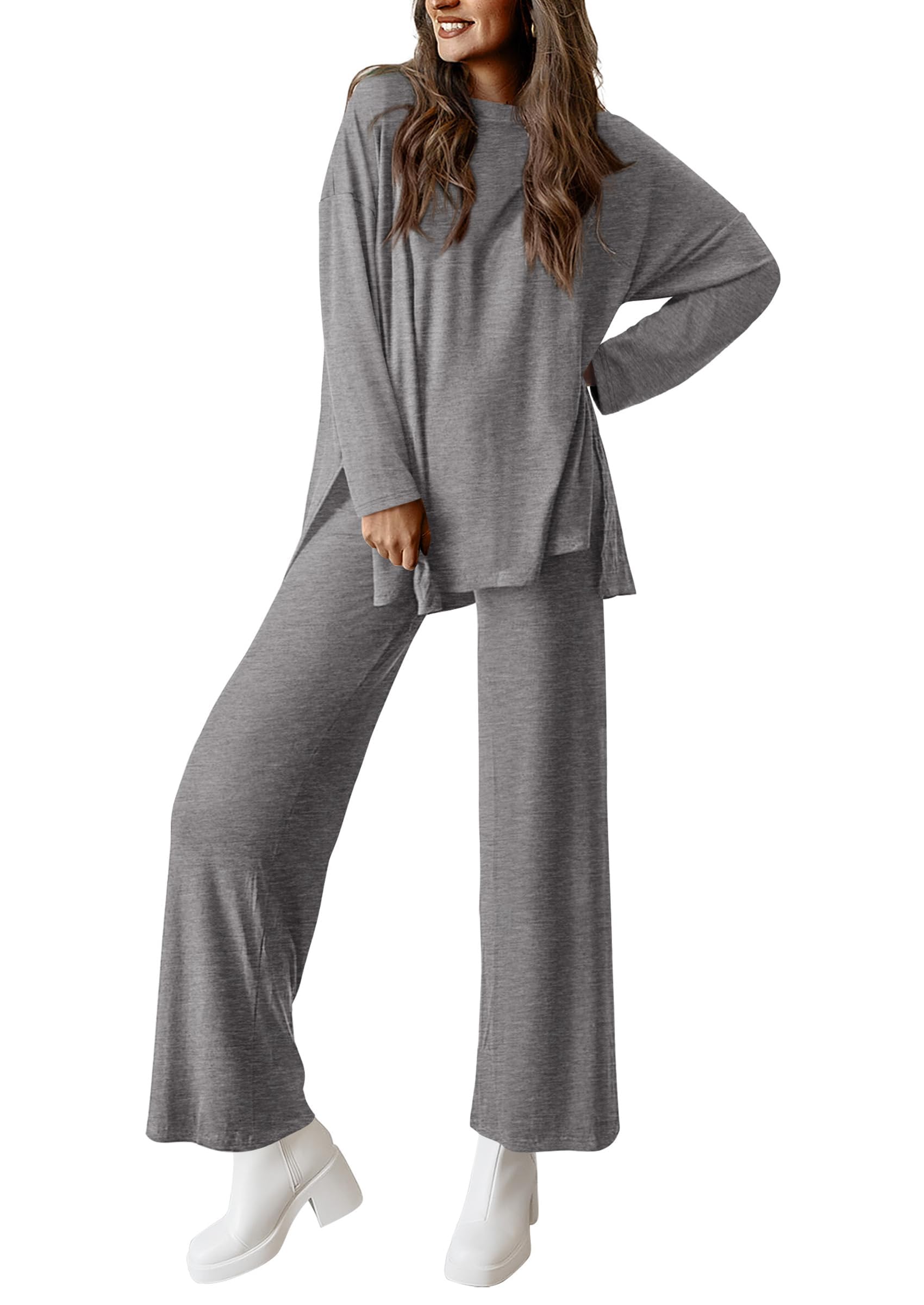 Matching Sets Women Clothing 2 Piece Loungewear, Dark Grey,XL