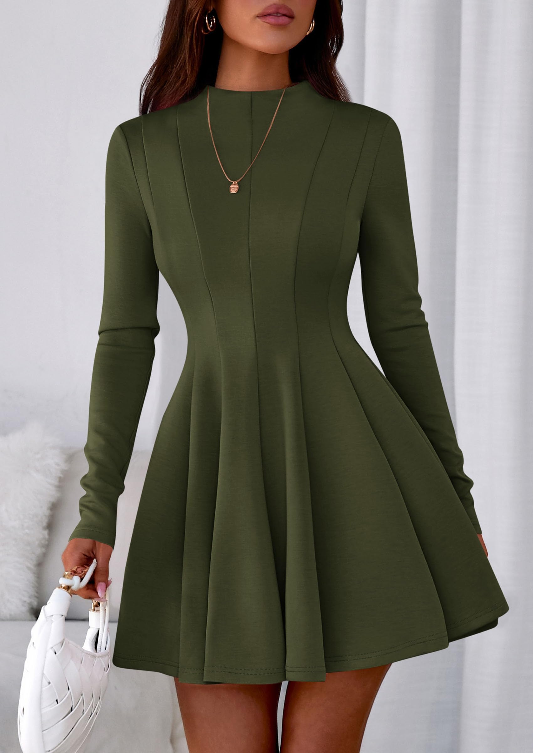Fall Dresses for Women Long Sleeve Flowy Mini Homecoming Dress