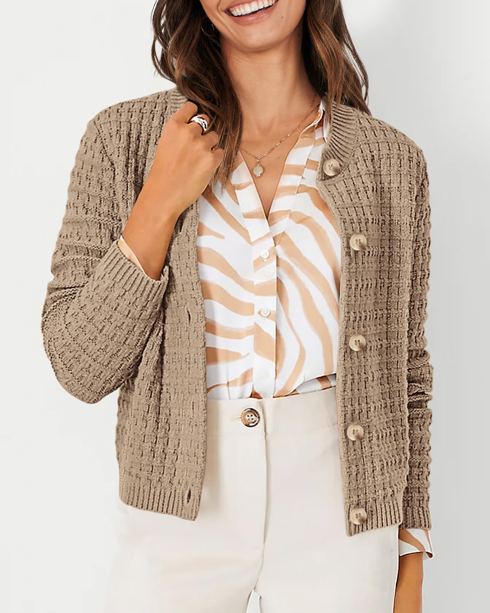 Women's Fall Lightweight Cardigan Sweaters Camel