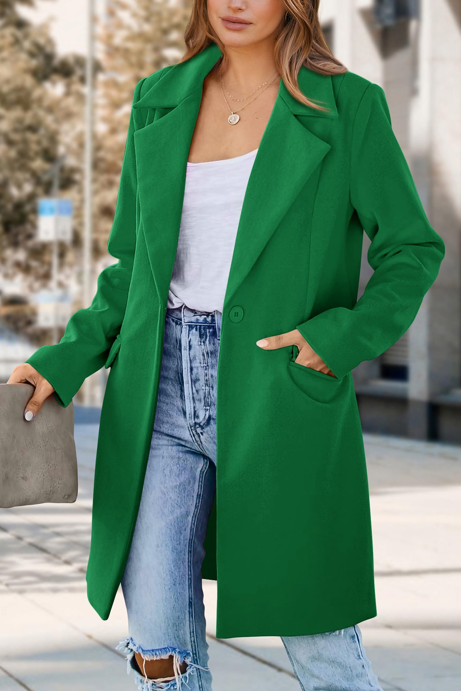 Women's Business Casual Long Blazer Jackets(Green,S)