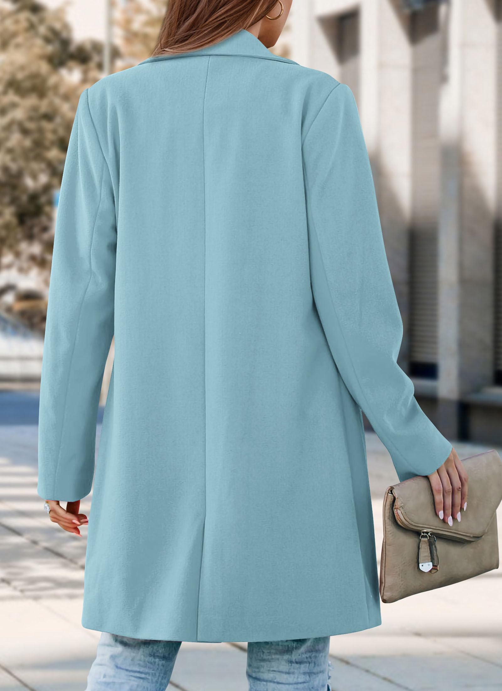 Women's Business Casual Long Blazer Jackets(Sky Blue,S)